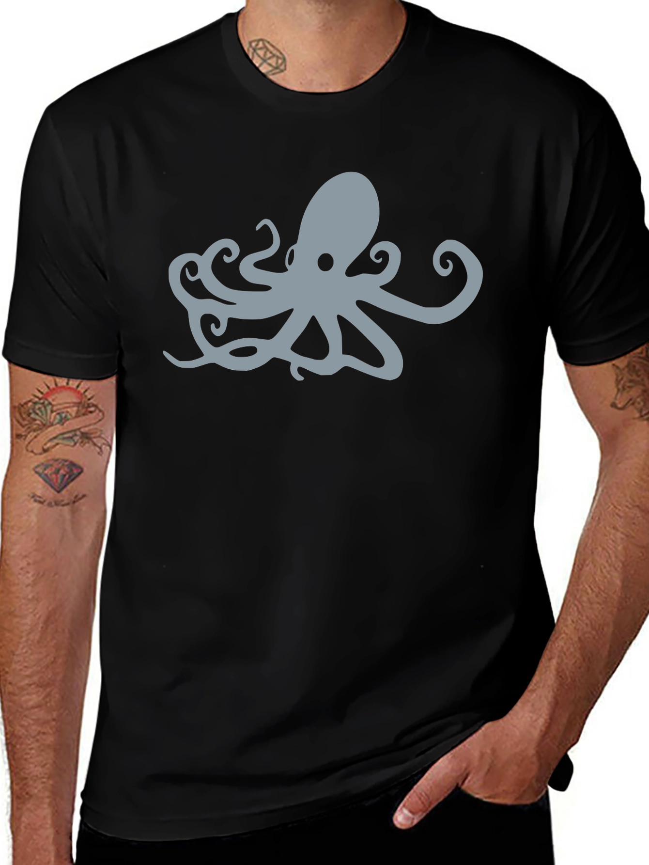 Variant 20 of Cool Octopus Graphic Black T-Shirt