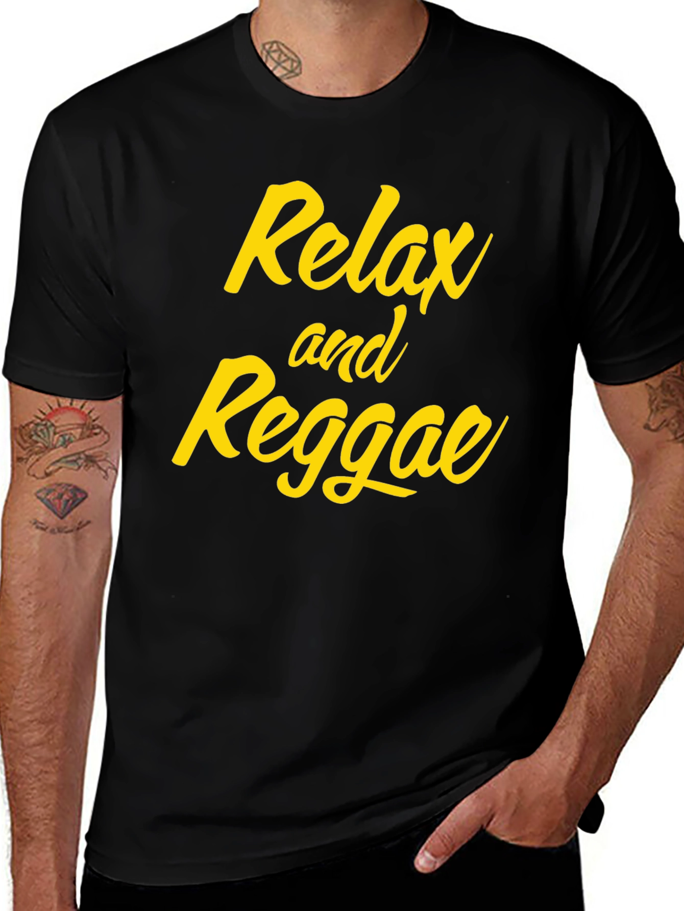 Variant 17 of Relax and Reggae Black Graphic Tee