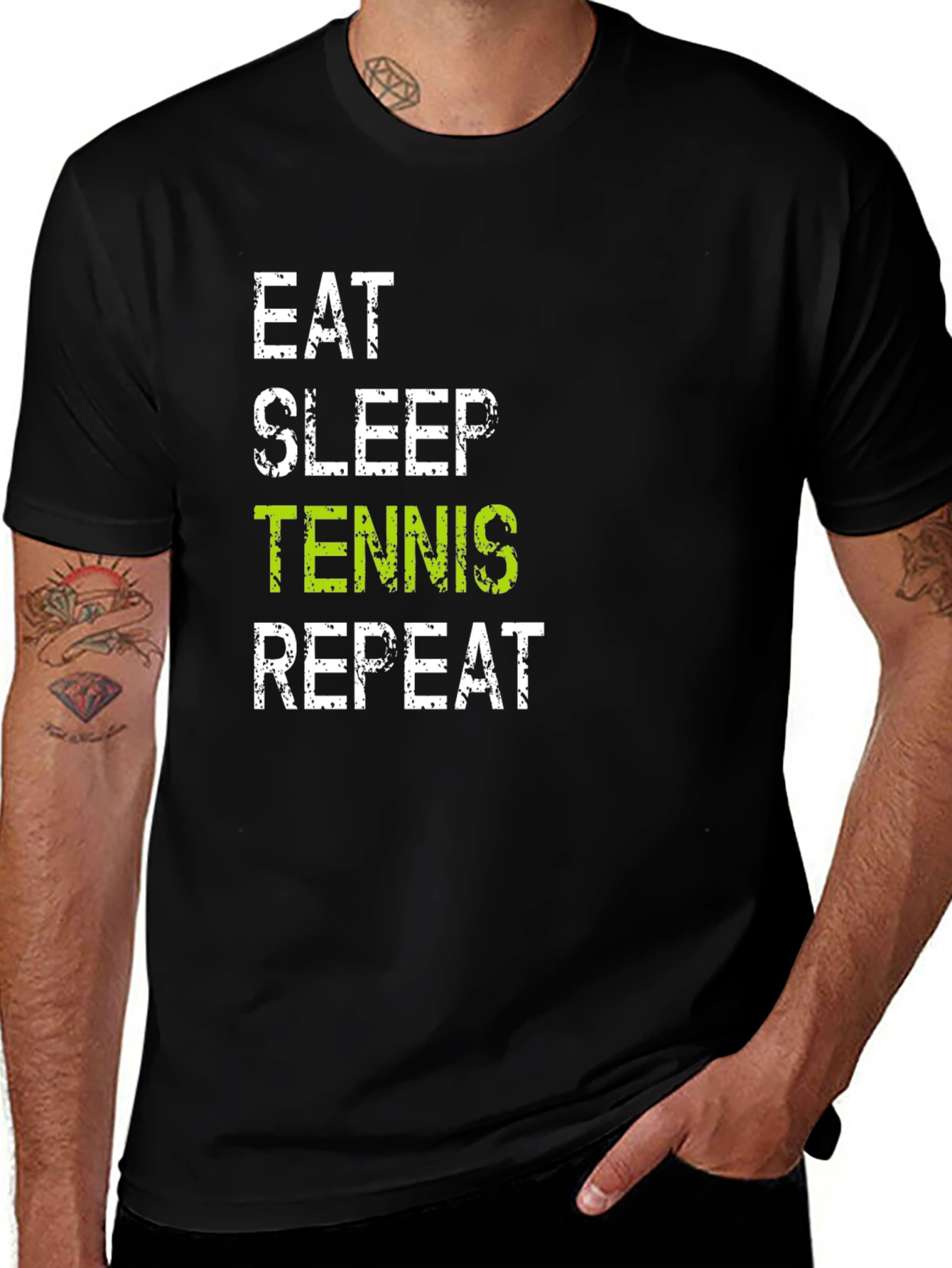 Variant 12 of Eat Sleep Tennis Repeat Black T-Shirt