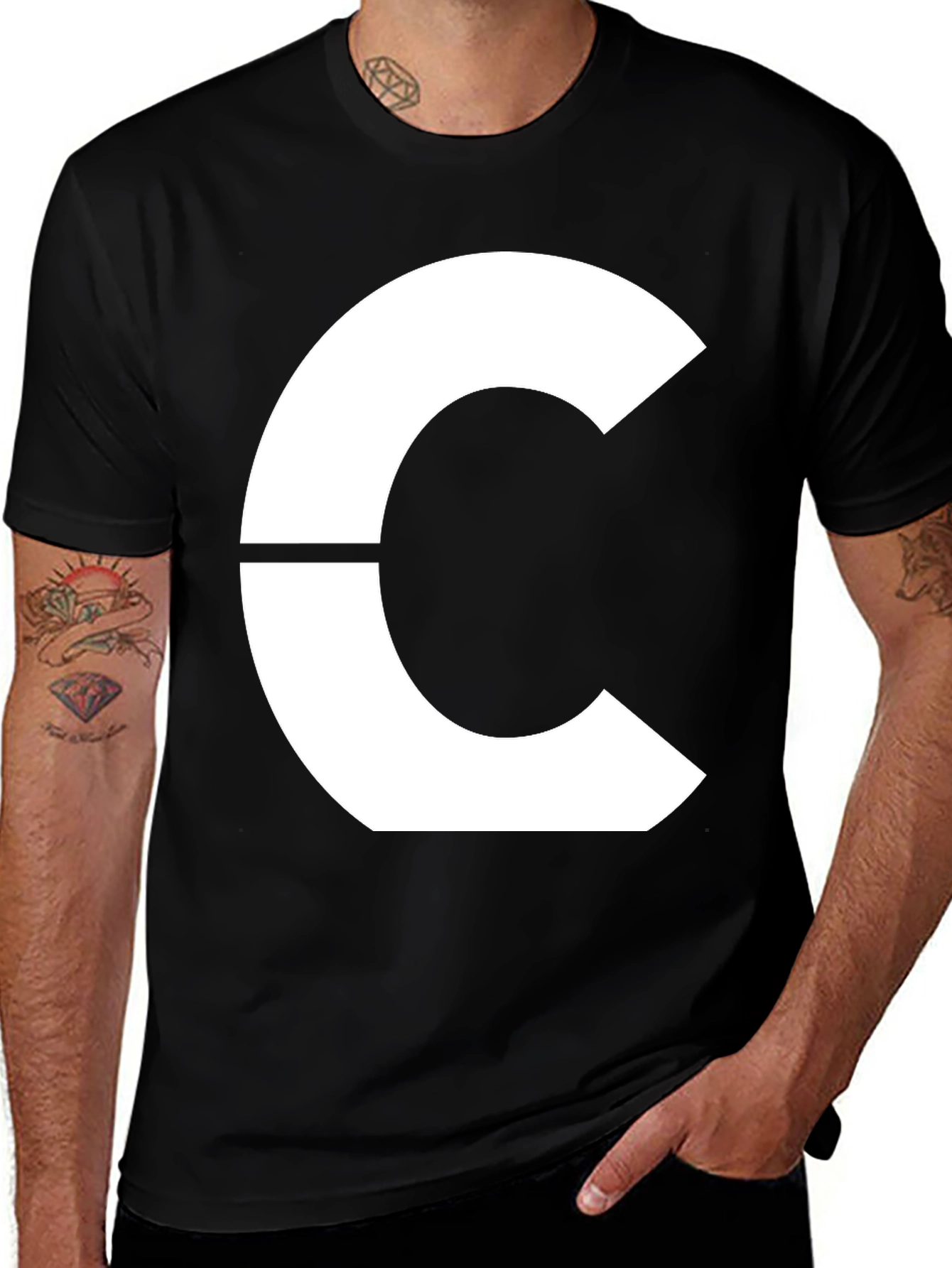 Variant 18 of Modern Geometric C Graphic Tee - Bold Black T-Shirt