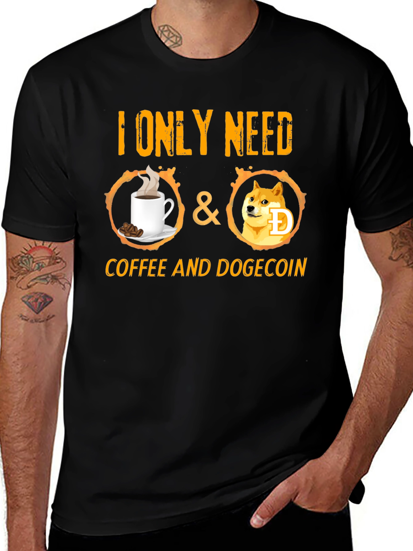 Variant 28 of Coffee & Dogecoin T-Shirt - Meme Crypto Tee