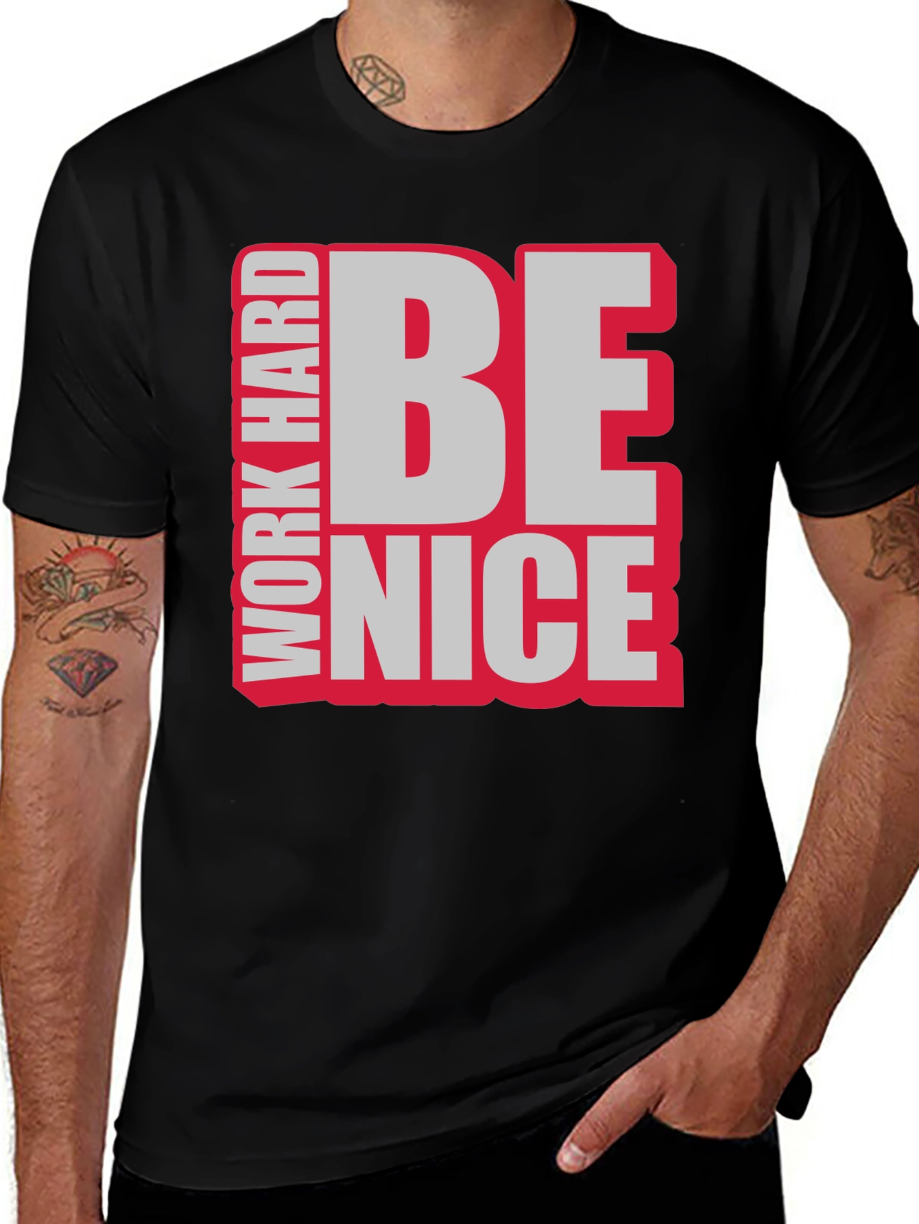 Variant 23 of Work Hard Be Nice Graphic T-Shirt