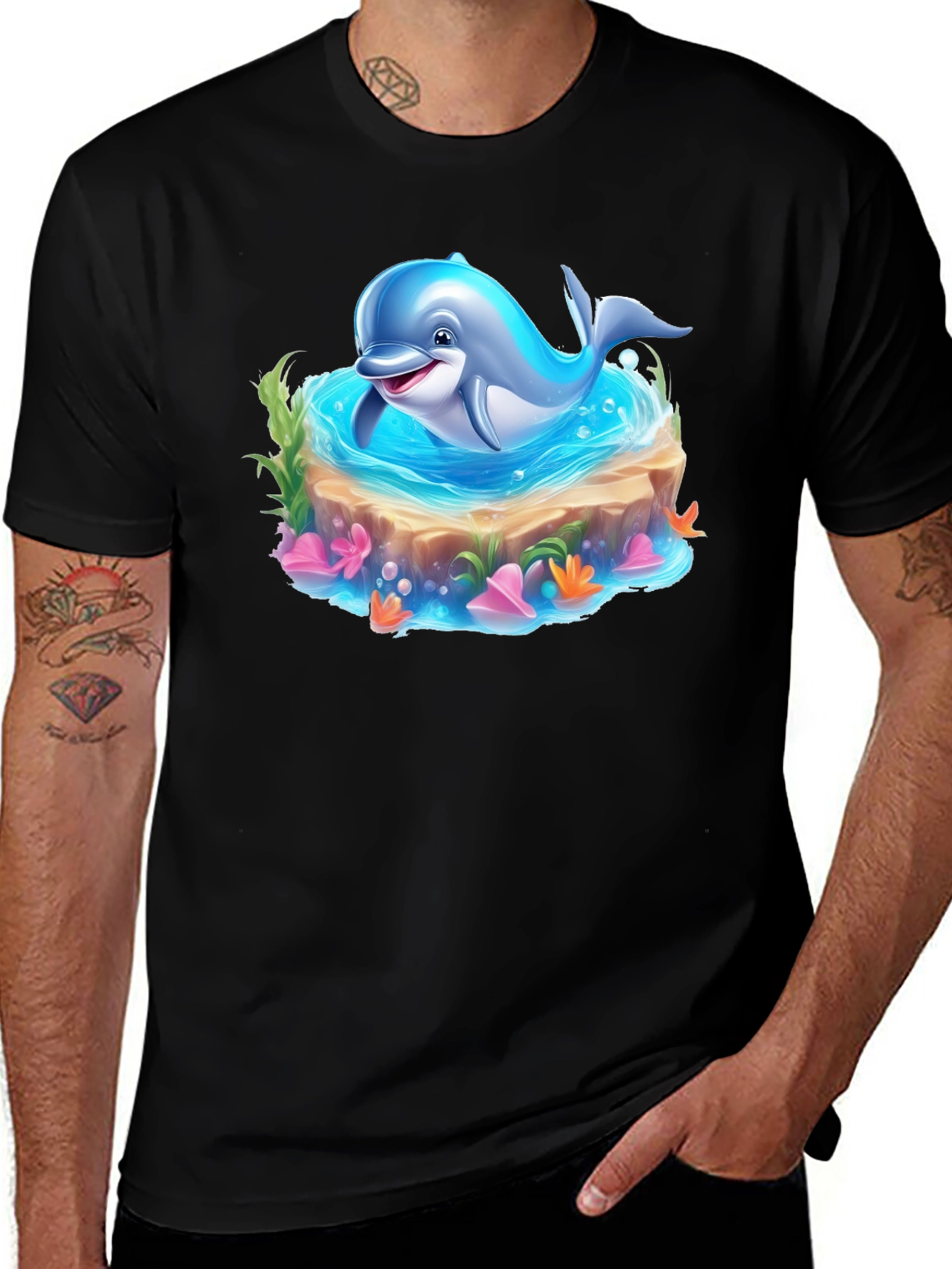 Variant 27 of Cartoon Dolphin in Water T-Shirt