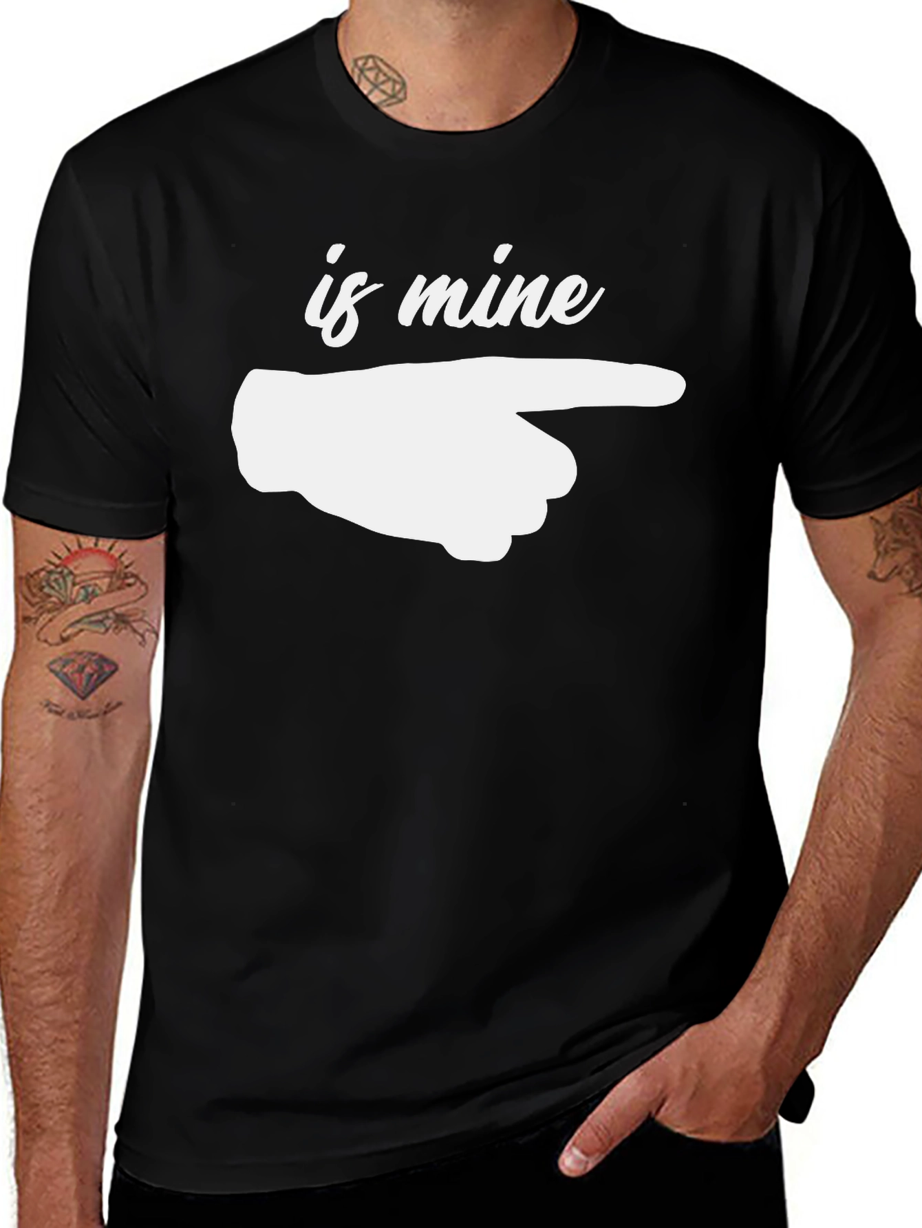 Variant 7 of "Is Mine" Pointing Hand Graphic Tee - Black