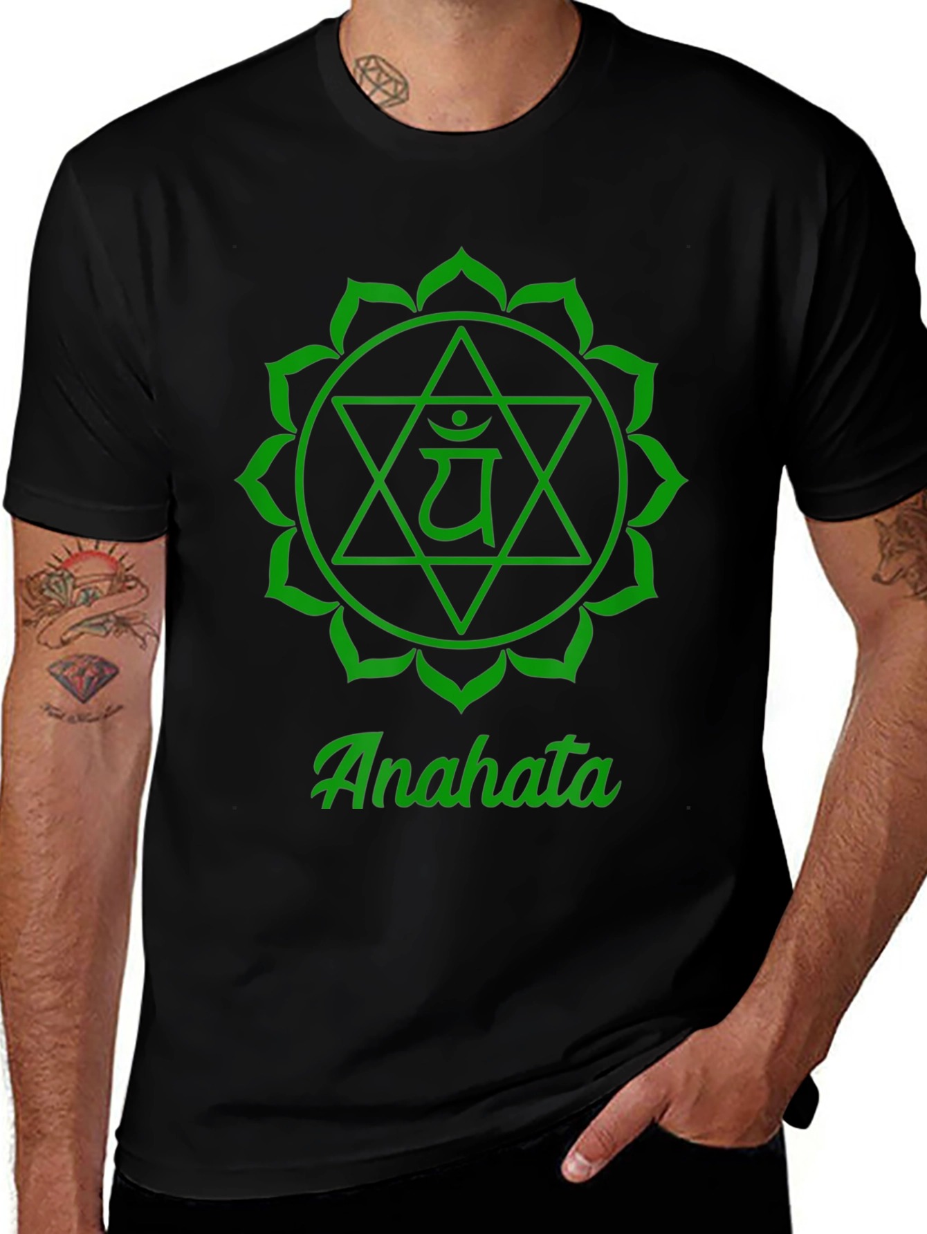 Anahata Chakra T-Shirt - Green Sacred Geometry Design