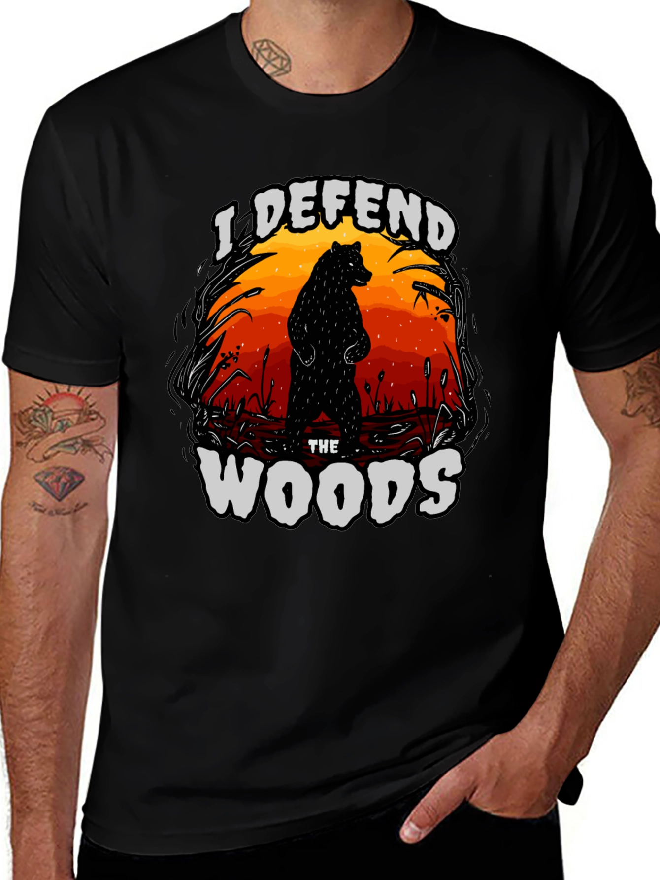 Variant 24 of I Defend the Woods Black Graphic Tee
