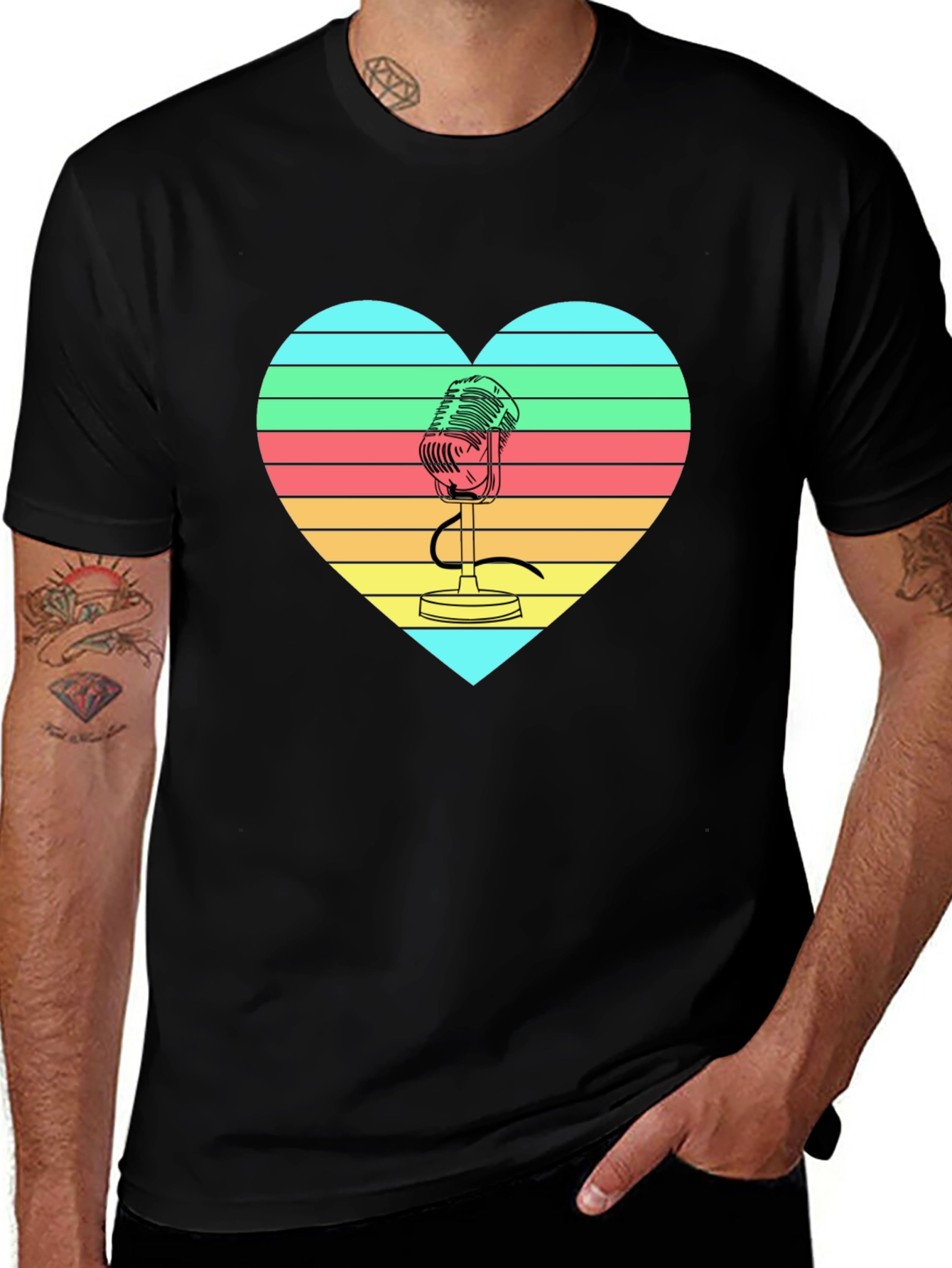 Variant 21 of Retro Microphone Heart Graphic T-Shirt