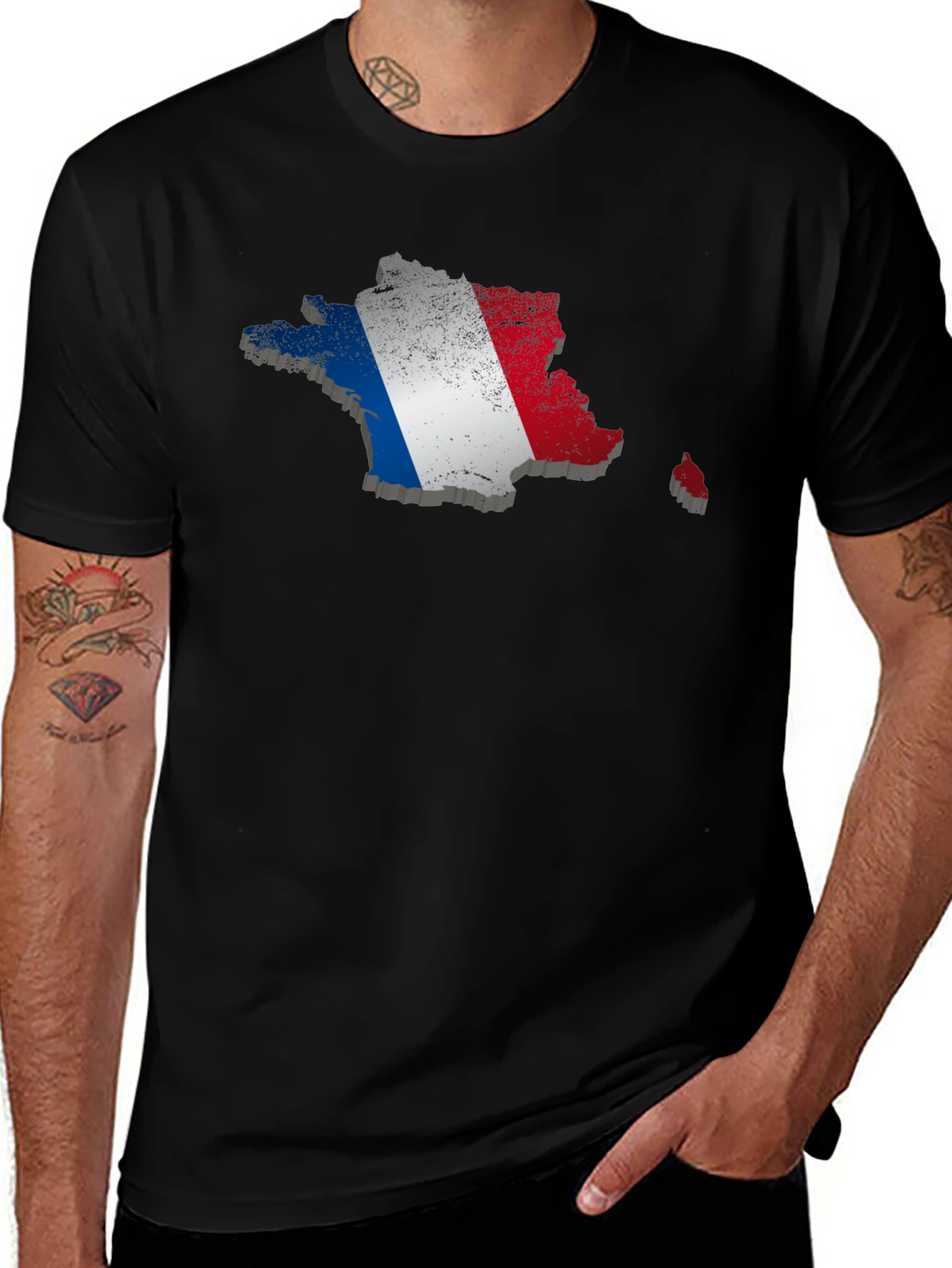 French Flag Map Graphic T-Shirt