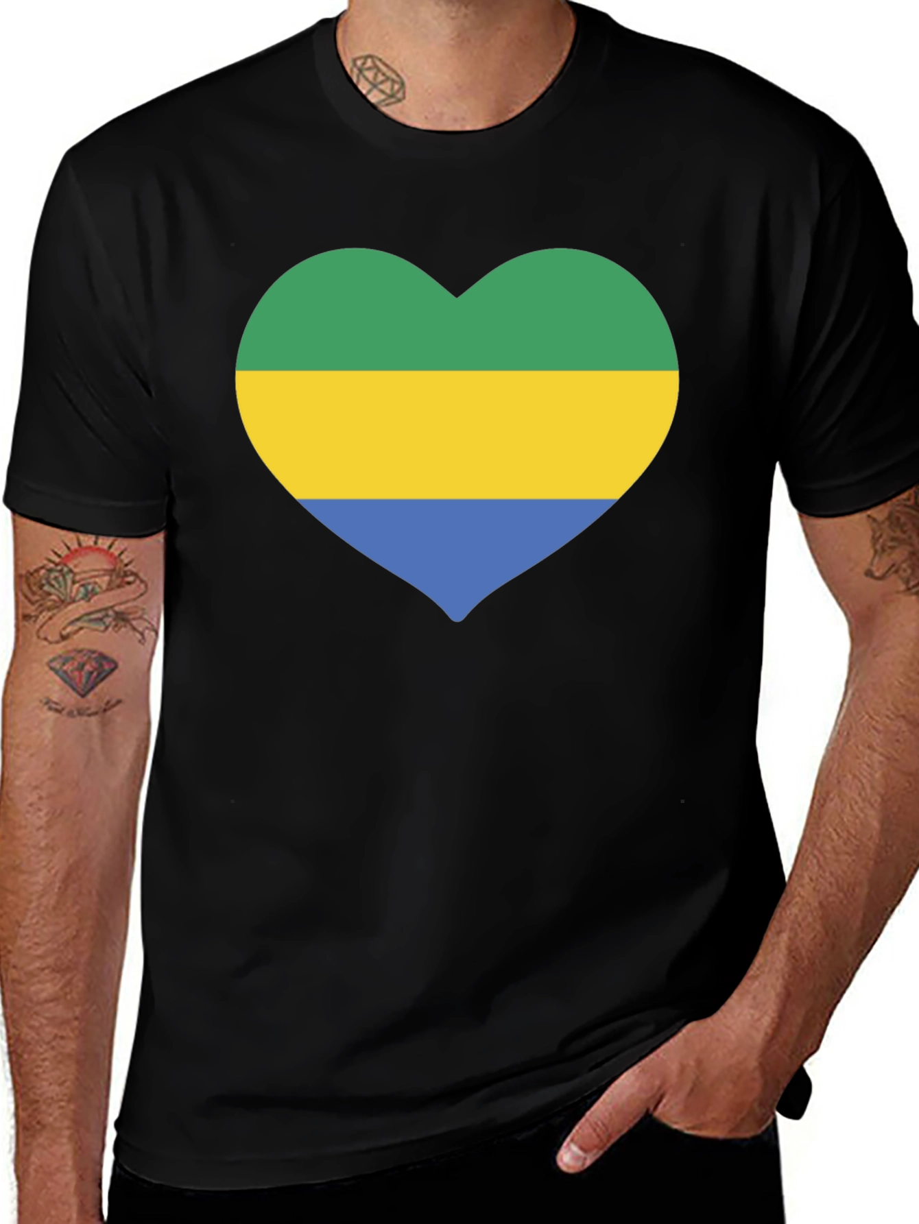 Gabon Flag Heart T-Shirt - Show Your Love!