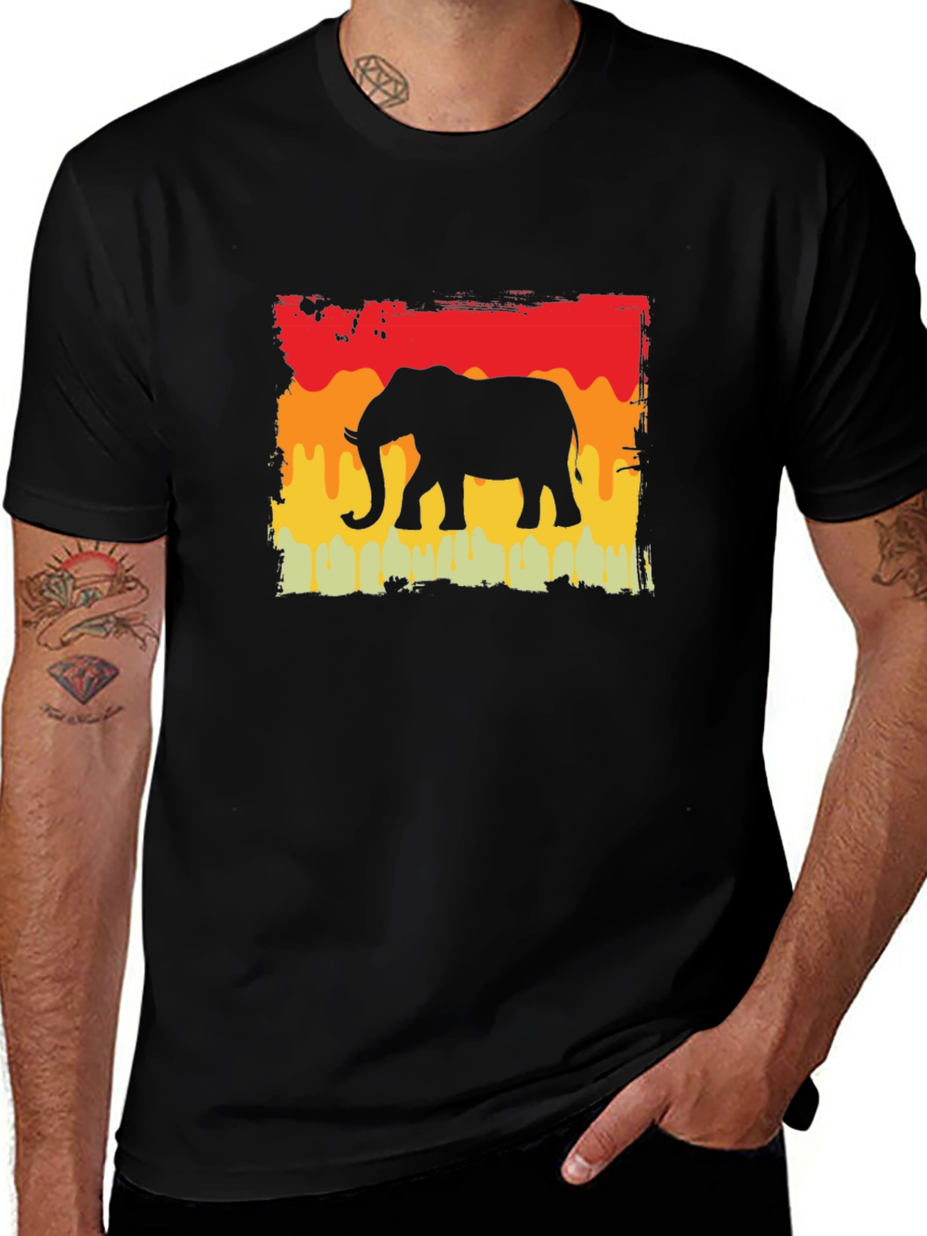 Variant 25 of Elephant Silhouette Graphic Tee - Retro Style