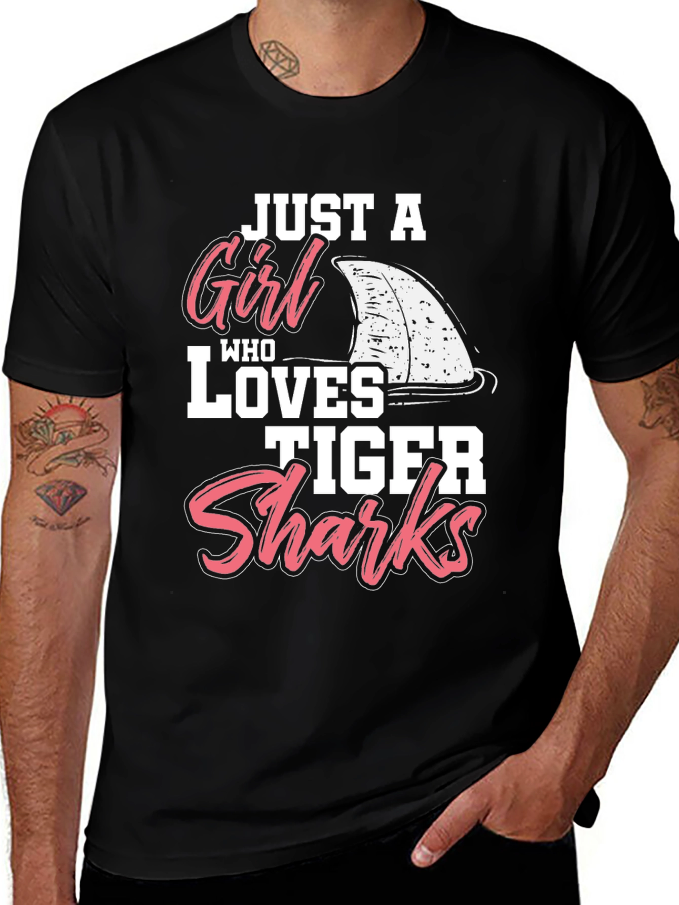 Variant 11 of Tiger Shark Lover Graphic Tee - Black