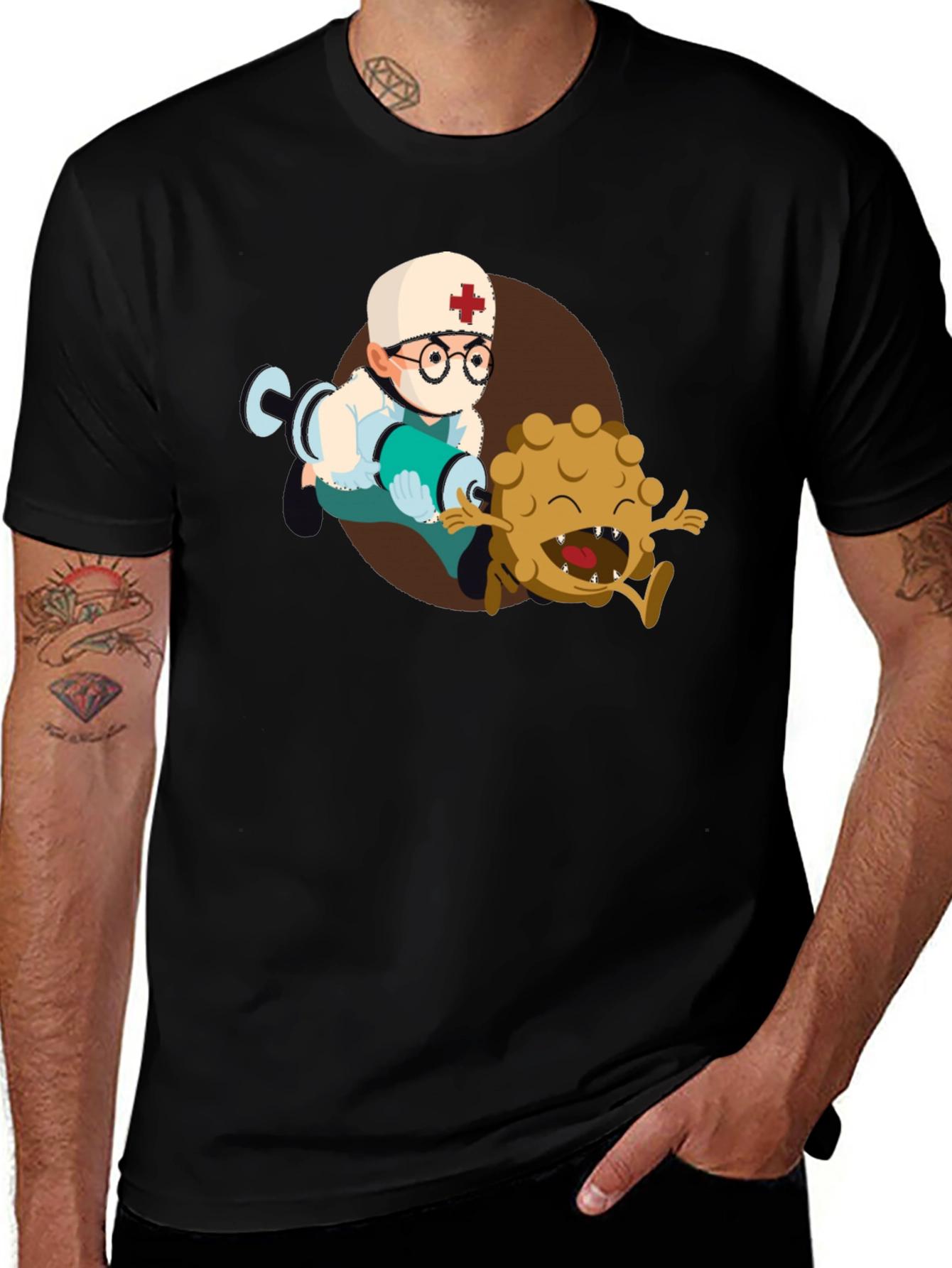 Doctor vs Germs T-Shirt - Funny Cartoon