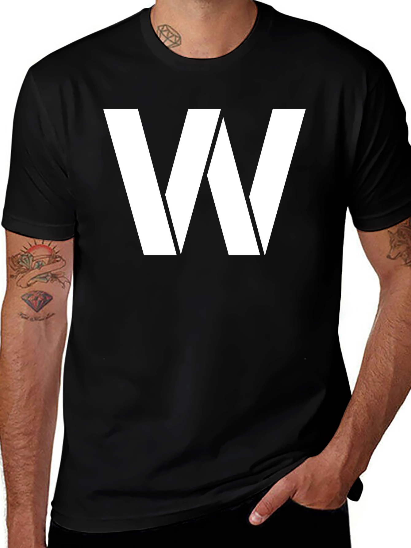 Variant 30 of Bold "W" Graphic Tee - Classic Black