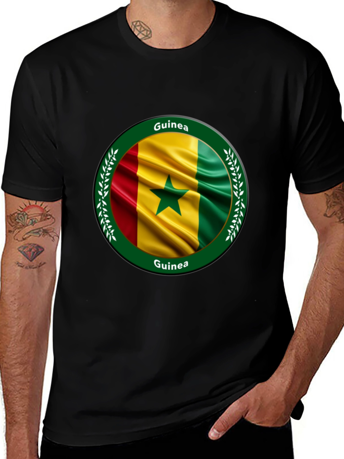 Guinea Flag T-Shirt - Round Design