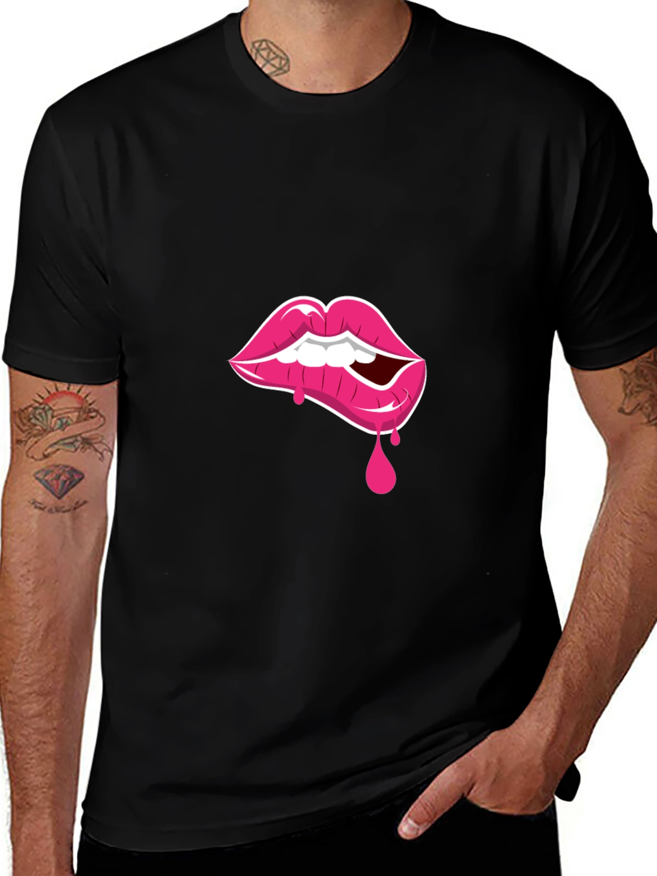 Variant 18 of Lip Bite Graphic Tee - Black T-Shirt