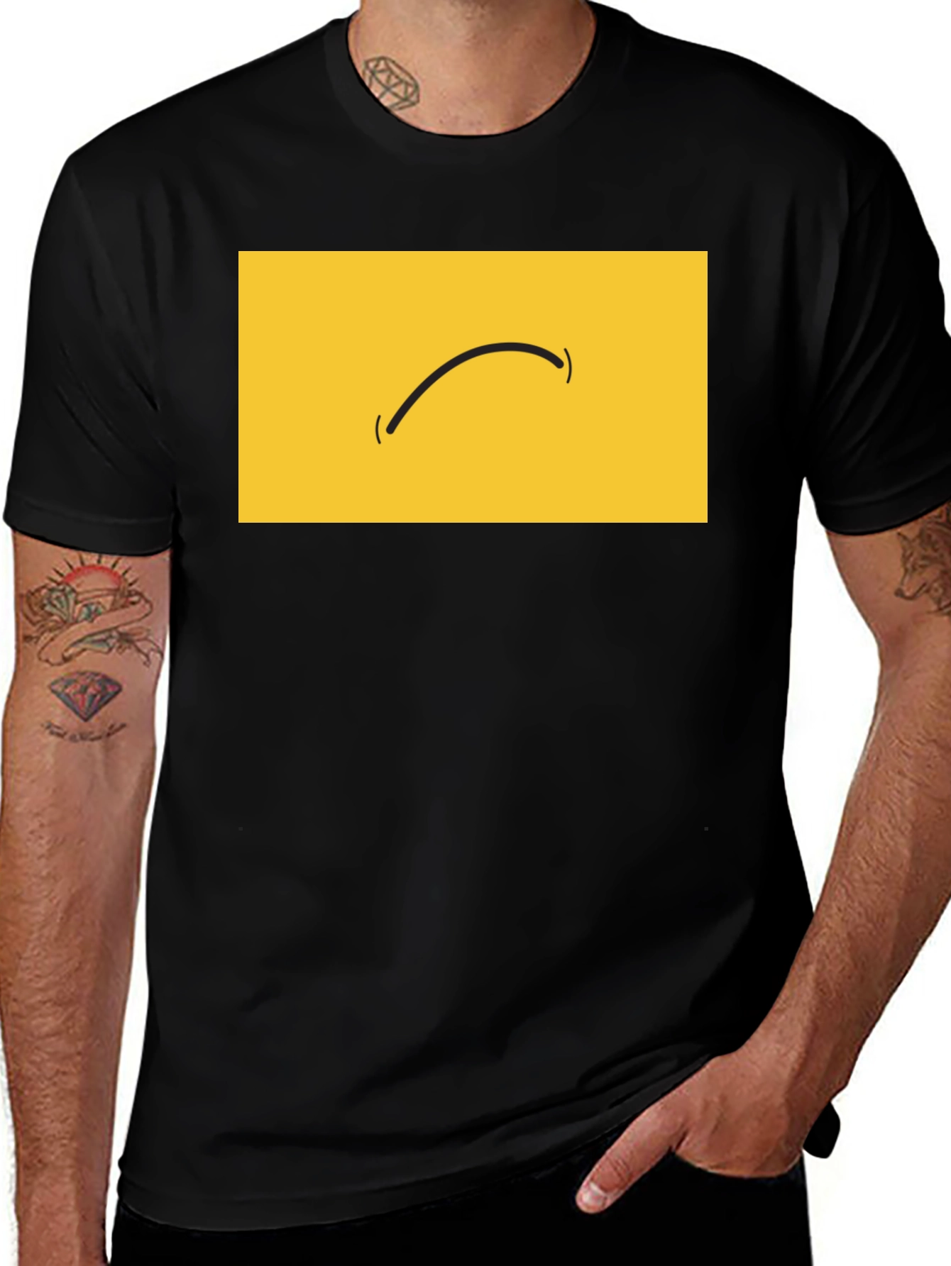 Variant 24 of Minimalist Smiley Face Graphic Black T-Shirt