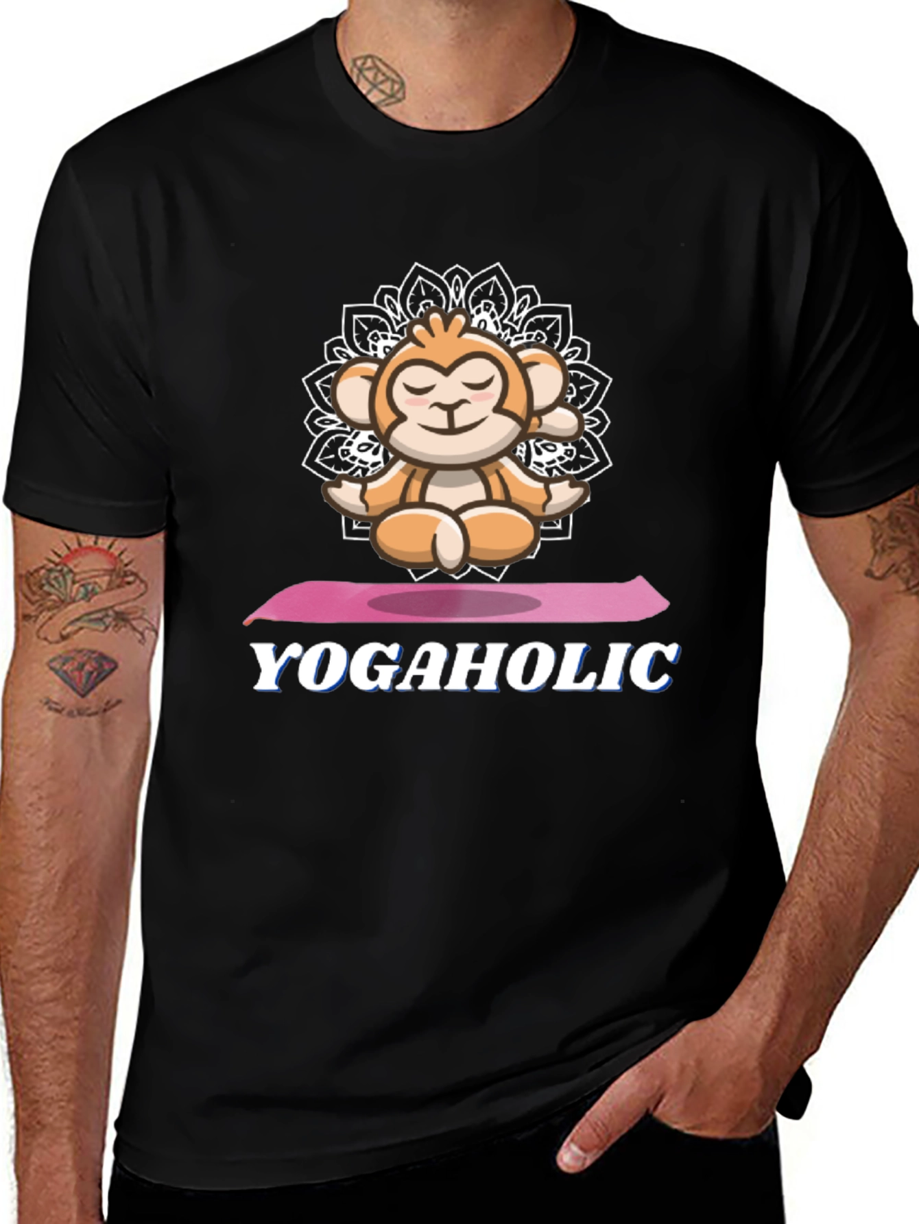 Variant 25 of Yoga Monkey Graphic Tee - Yogaholic T-Shirt