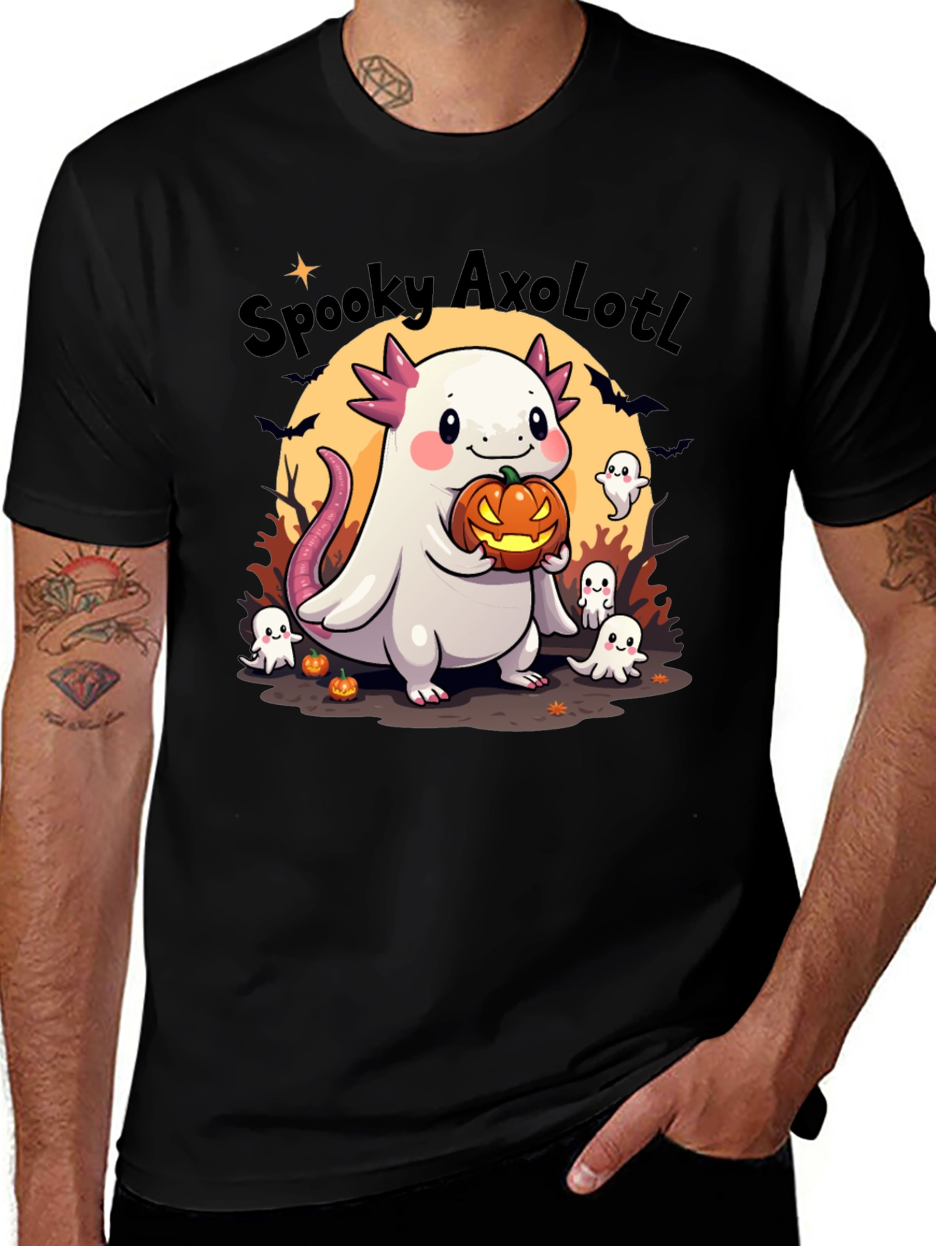 Spooky Axolotl Halloween T-Shirt