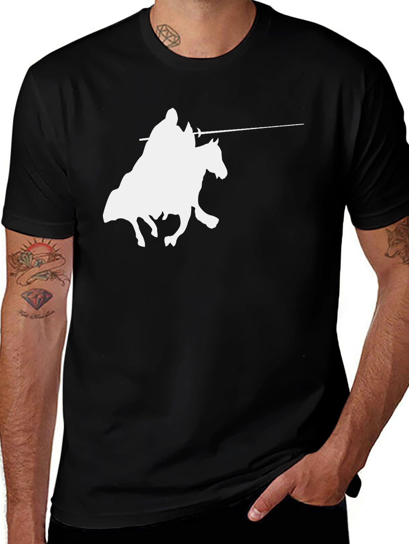Variant 19 of Knight on Horse T-Shirt - Black