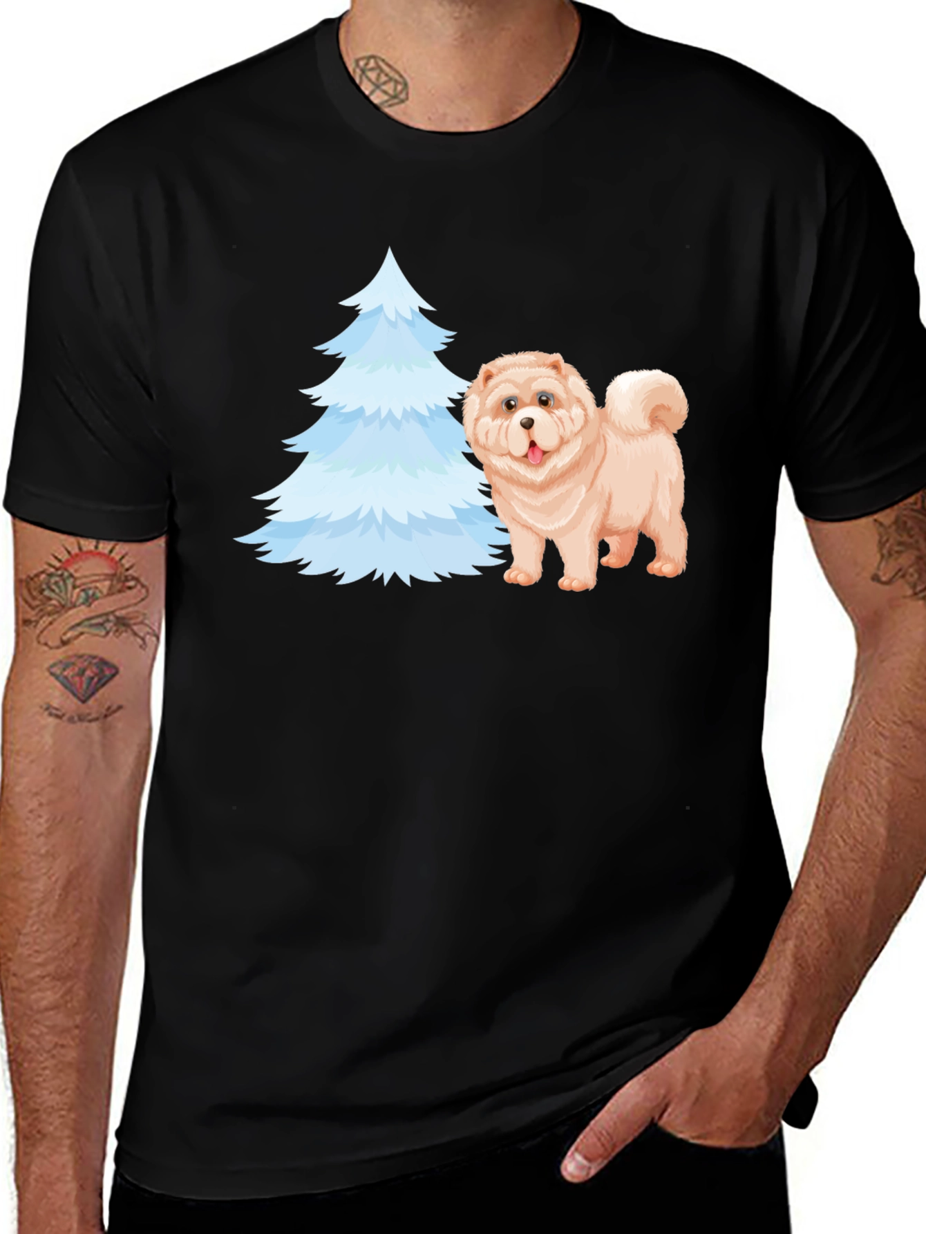 Variant 13 of Festive Dog & Tree Graphic Tee