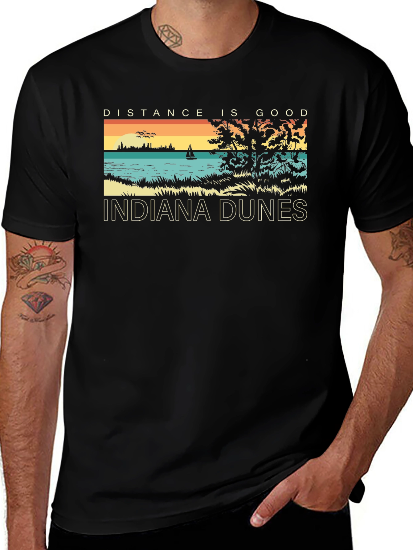 Indiana Dunes Graphic Tee - Distance is Good