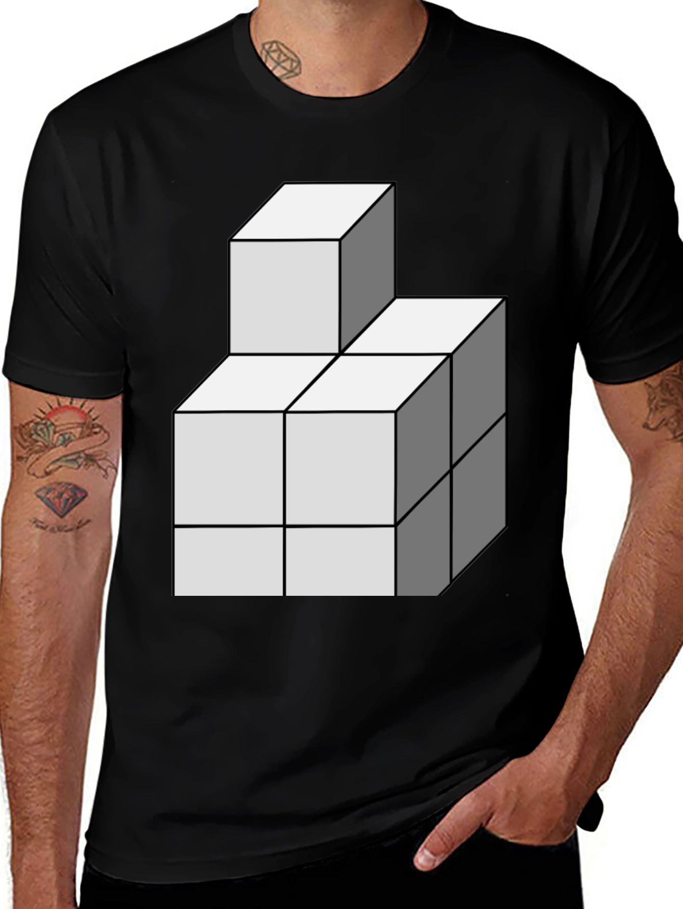 Variant 25 of Optical Illusion Cube Graphic T-Shirt