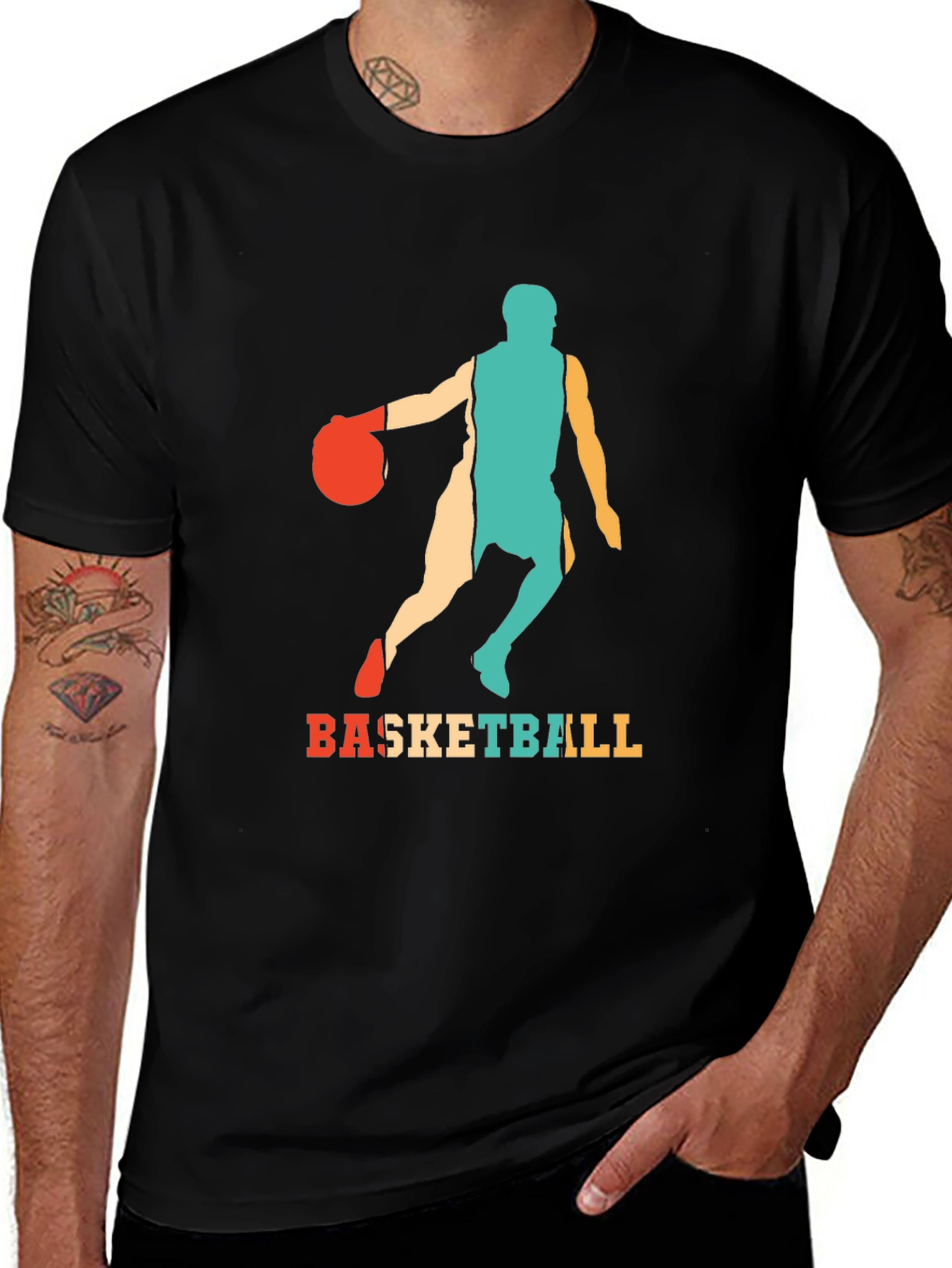 Variant 6 of Basketball Graphic Tee - Retro Style Men's T-Shirt