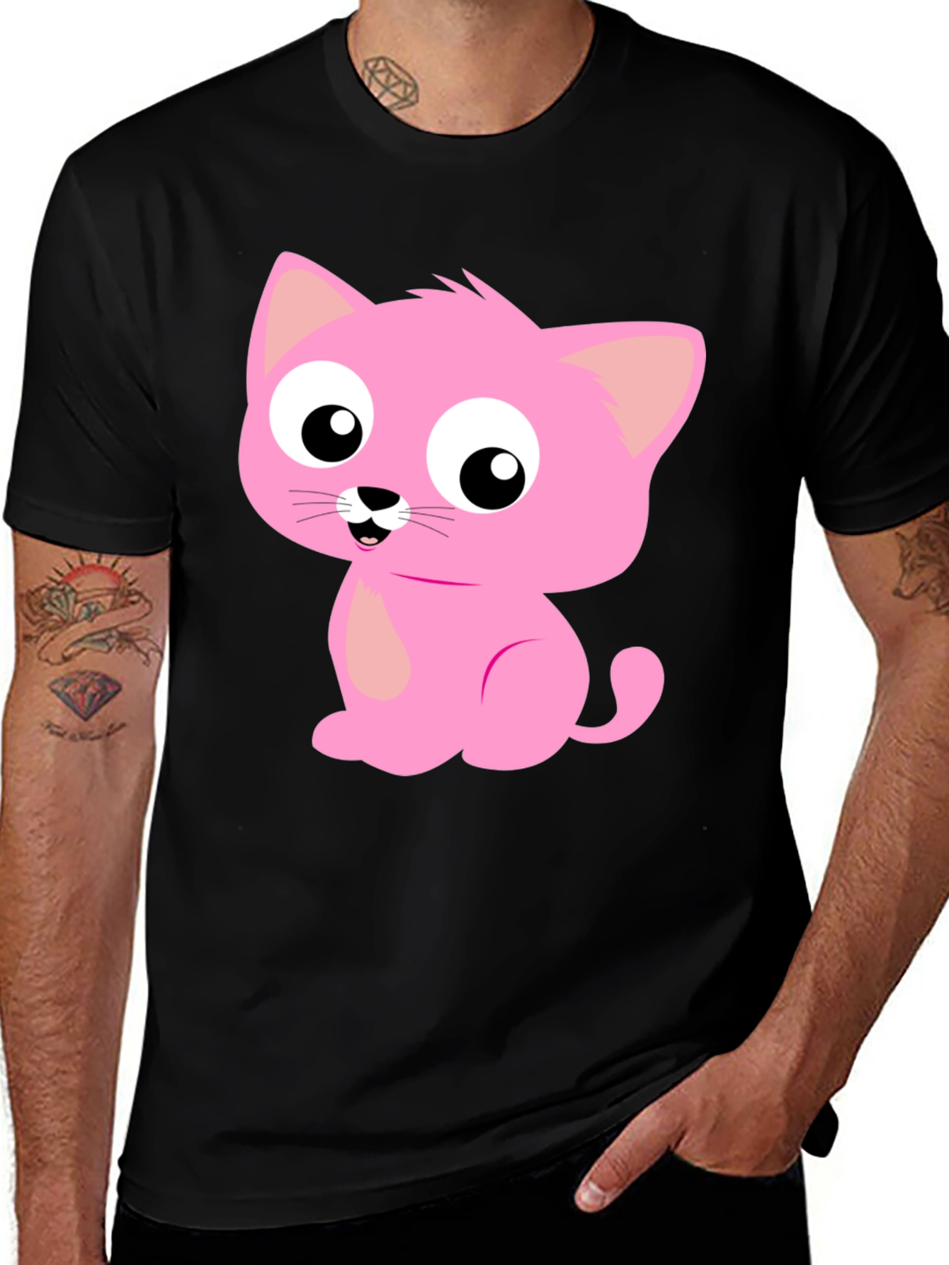 Variant 14 of Cute Pink Kitty Cat Graphic T-Shirt