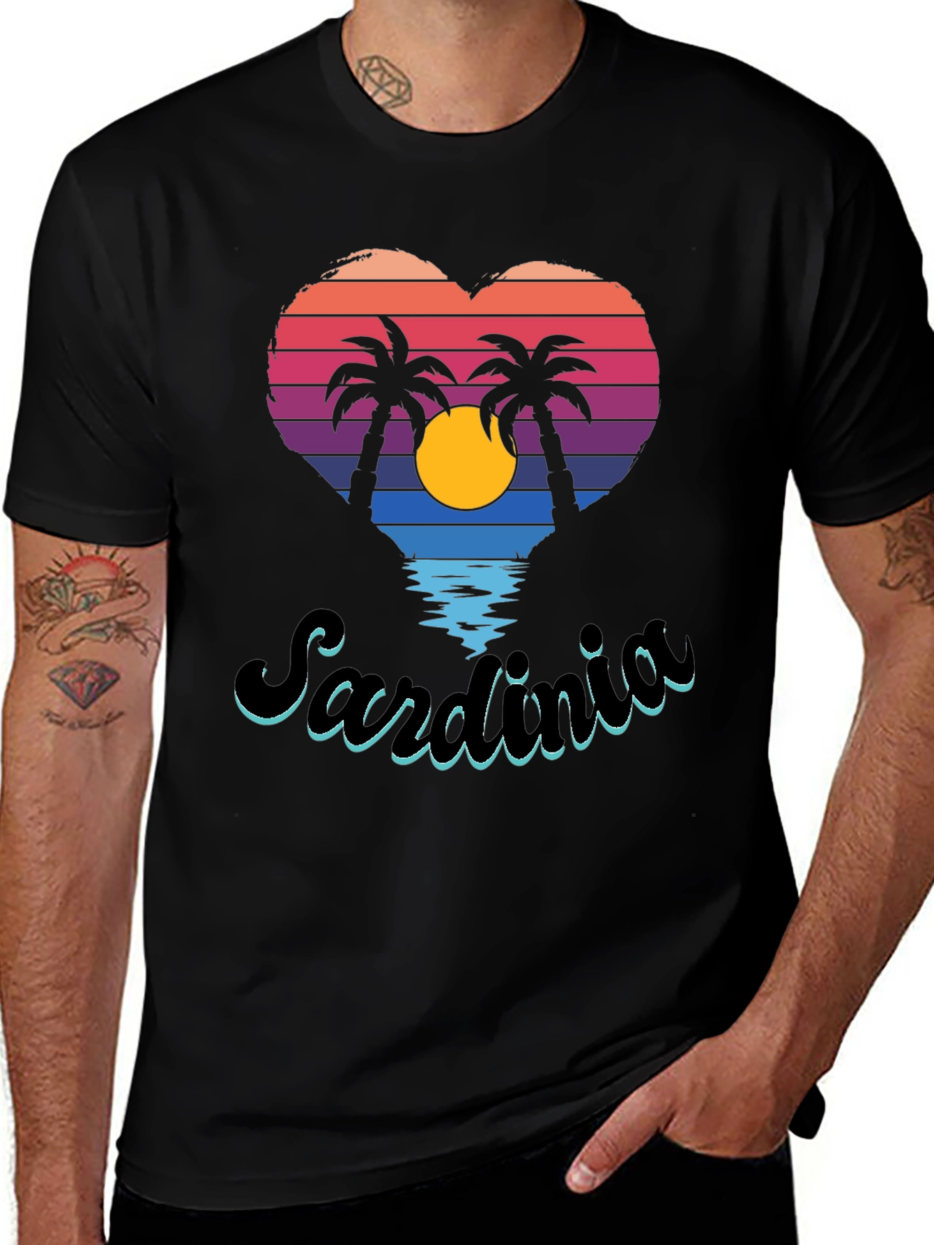 Variant 29 of Sardinia Heart Sunset Palm Tree T-Shirt