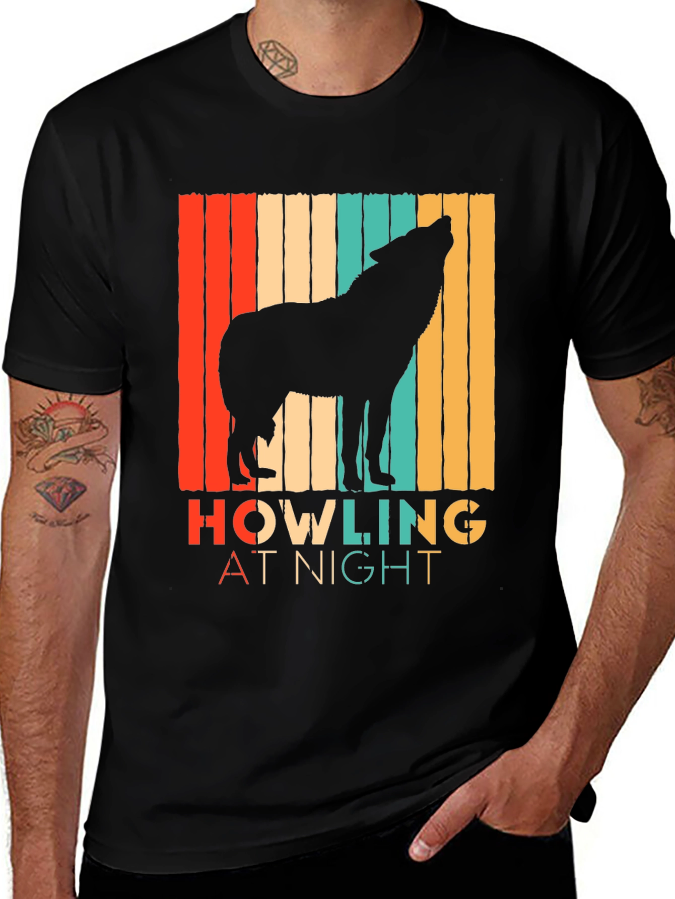 Retro Howling Wolf Graphic Tee