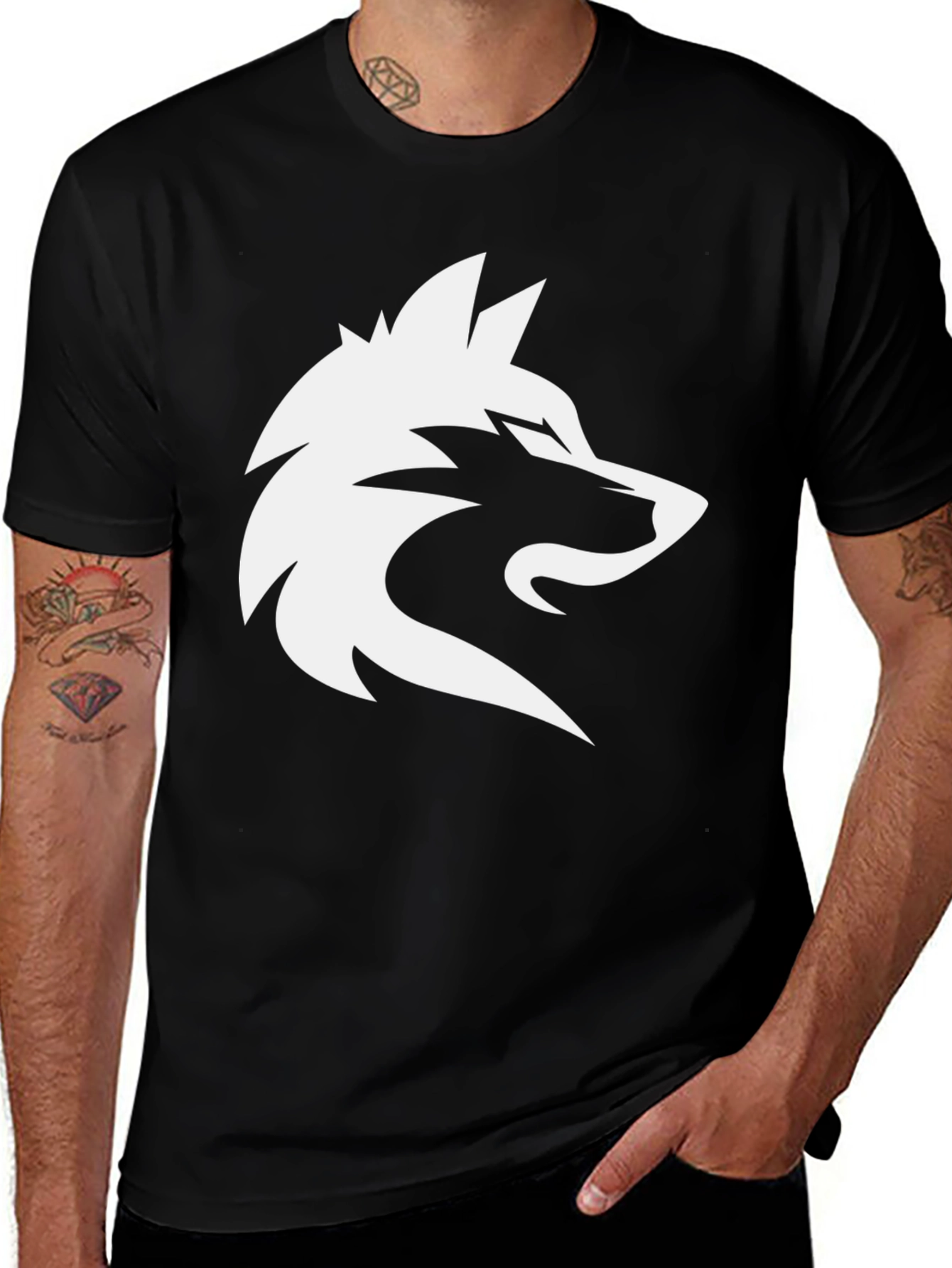 Variant 8 of Black Wolf Logo T-Shirt - Men's Graphic Tee