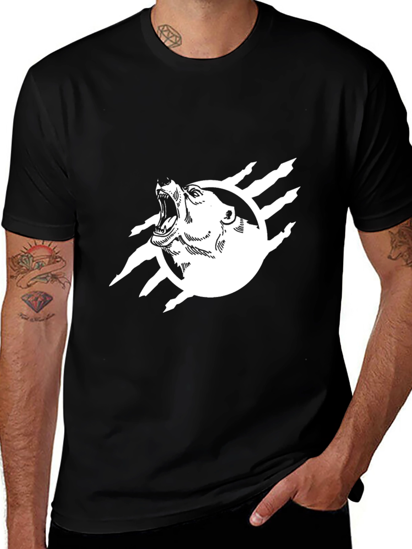 Variant 29 of Black Bear Claw Graphic Tee - Mens Casual Cotton Shirt