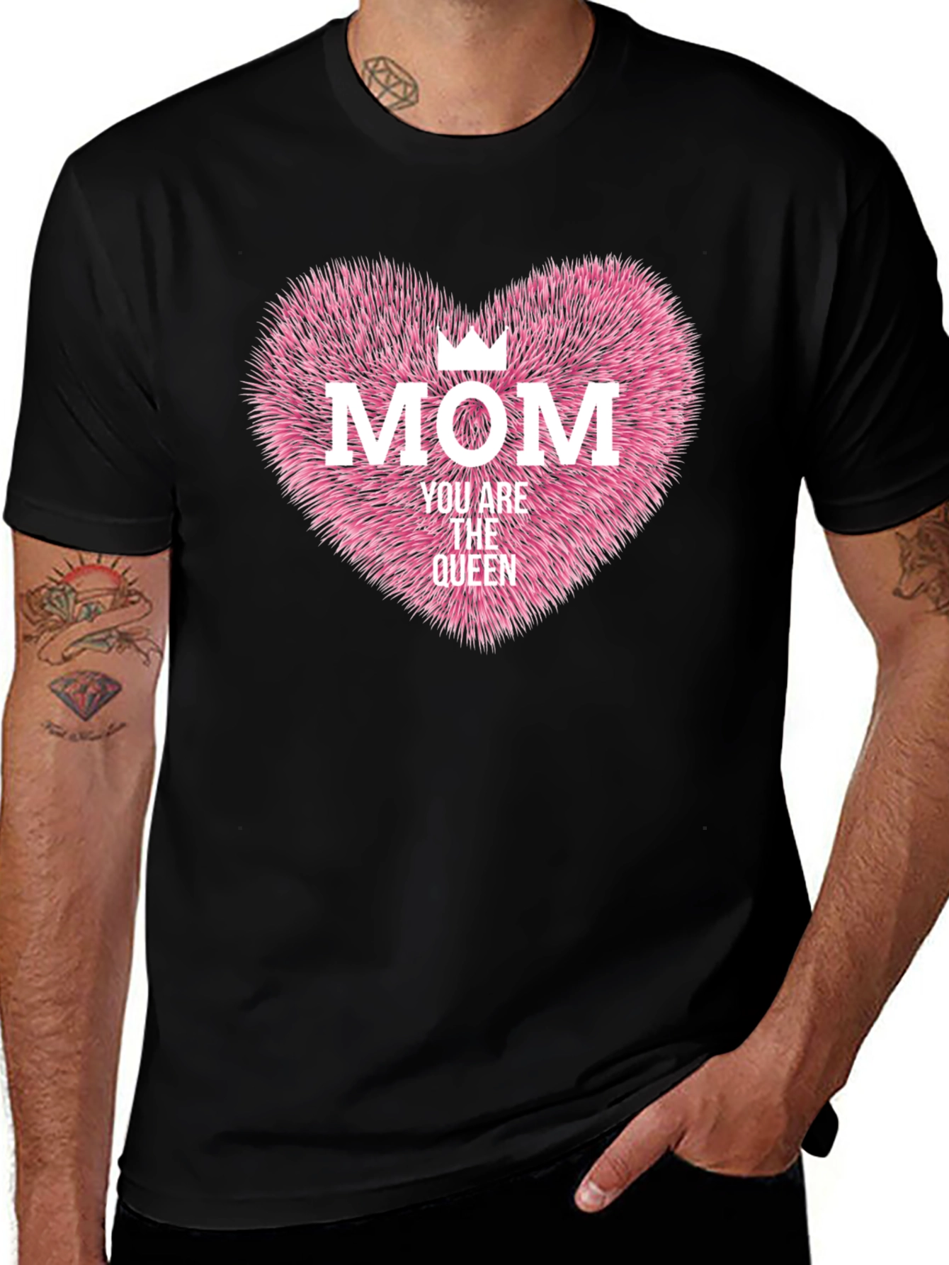 Variant 30 of Mom Queen Heart Graphic Tee - Black