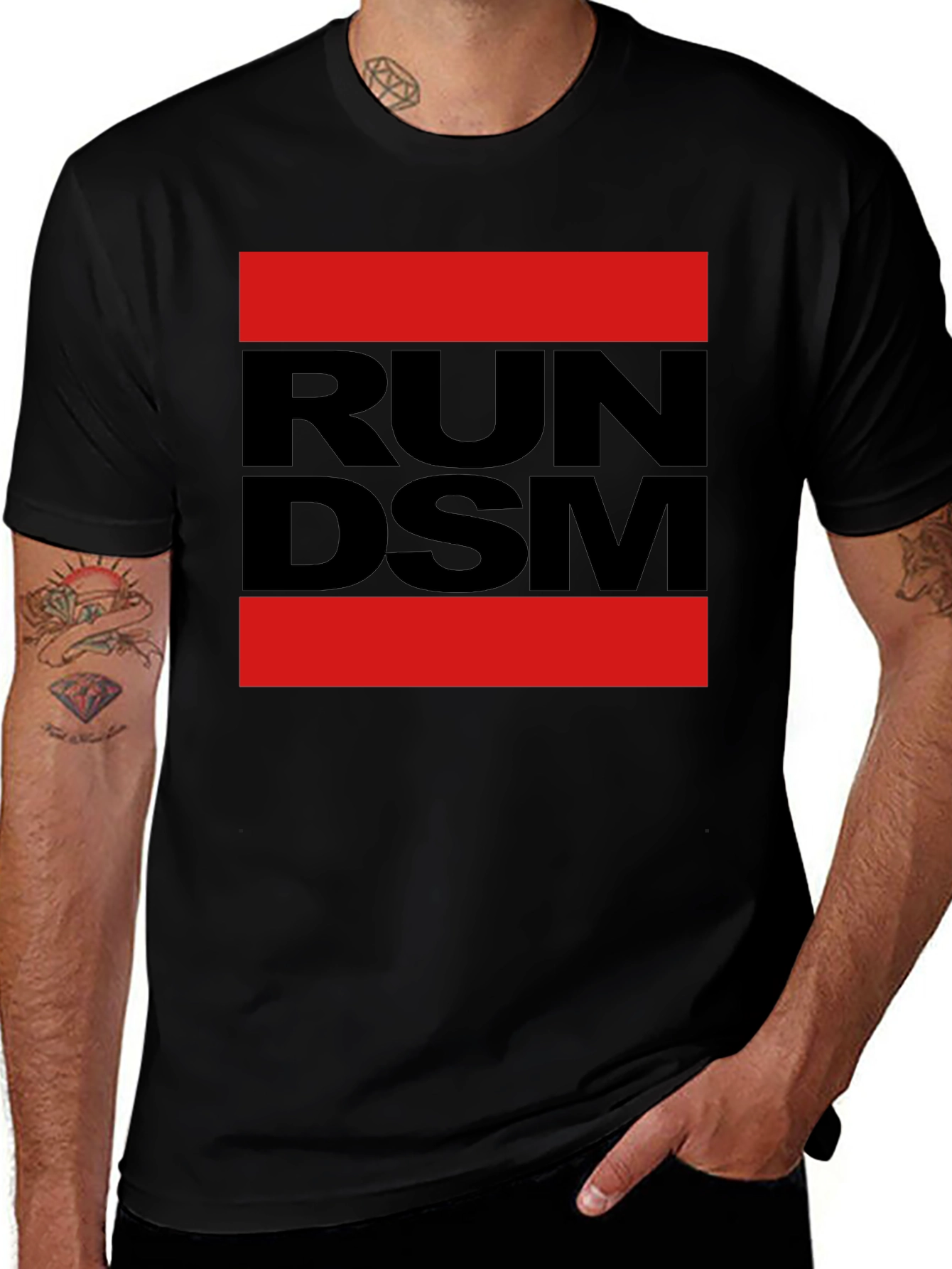 Variant 12 of RUN DSM Graphic Tee - Black & Red Bold Design