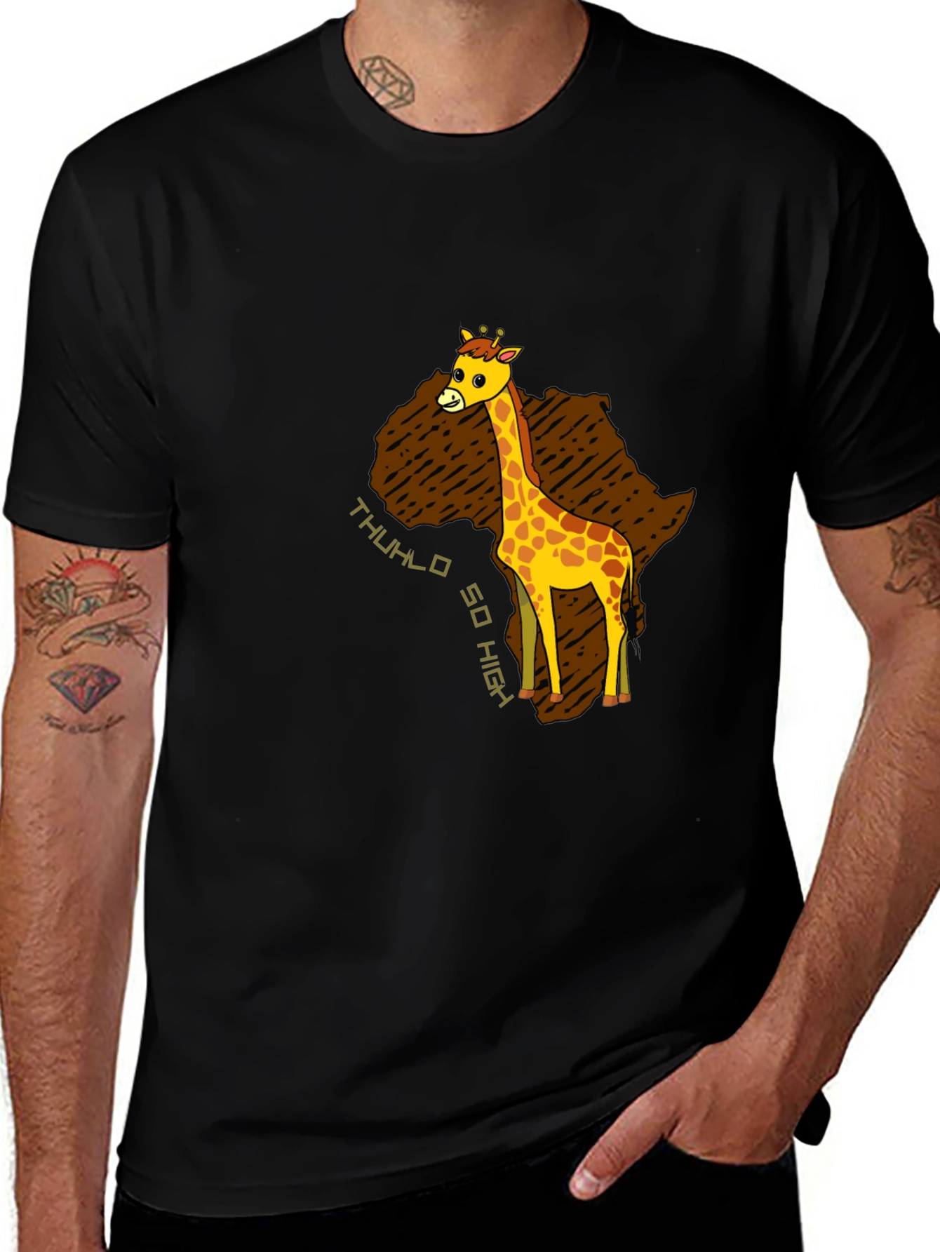 Variant 24 of African Giraffe T-Shirt - "Thuhlo So High"