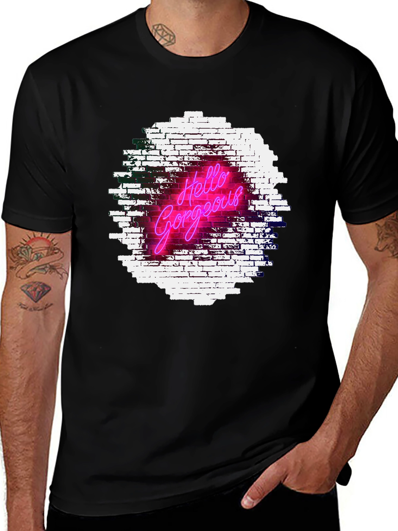 Variant 18 of Hello Gorgeous Neon Brick Wall Tee
