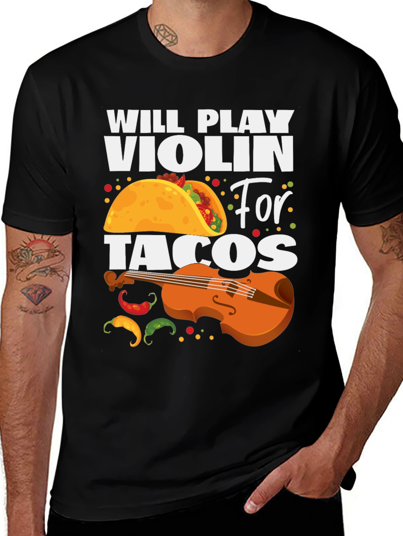 Variant 25 of Will Play Violin For Tacos Graphic Tee