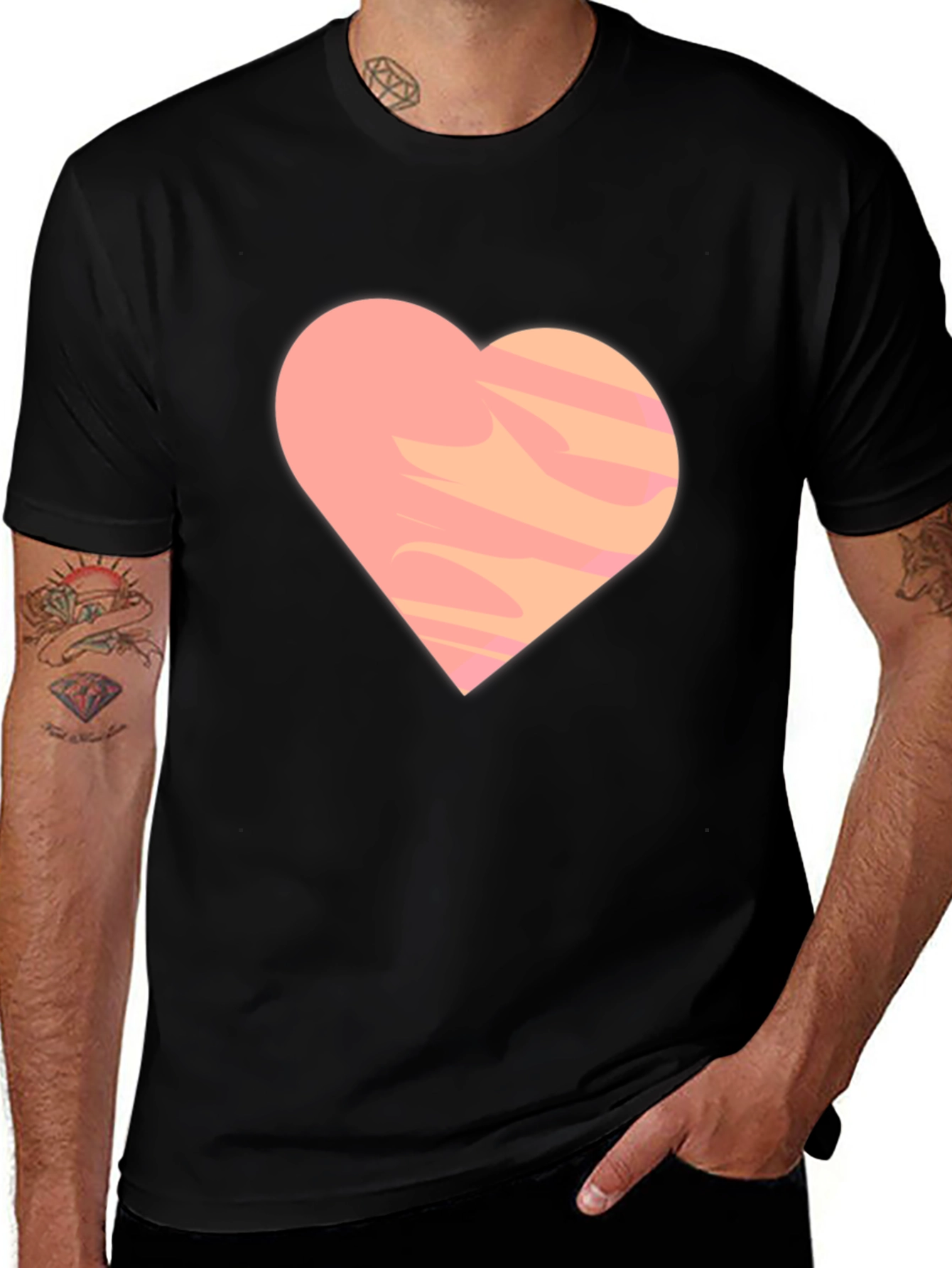 Variant 8 of Trendy Heart Graphic Black Tee