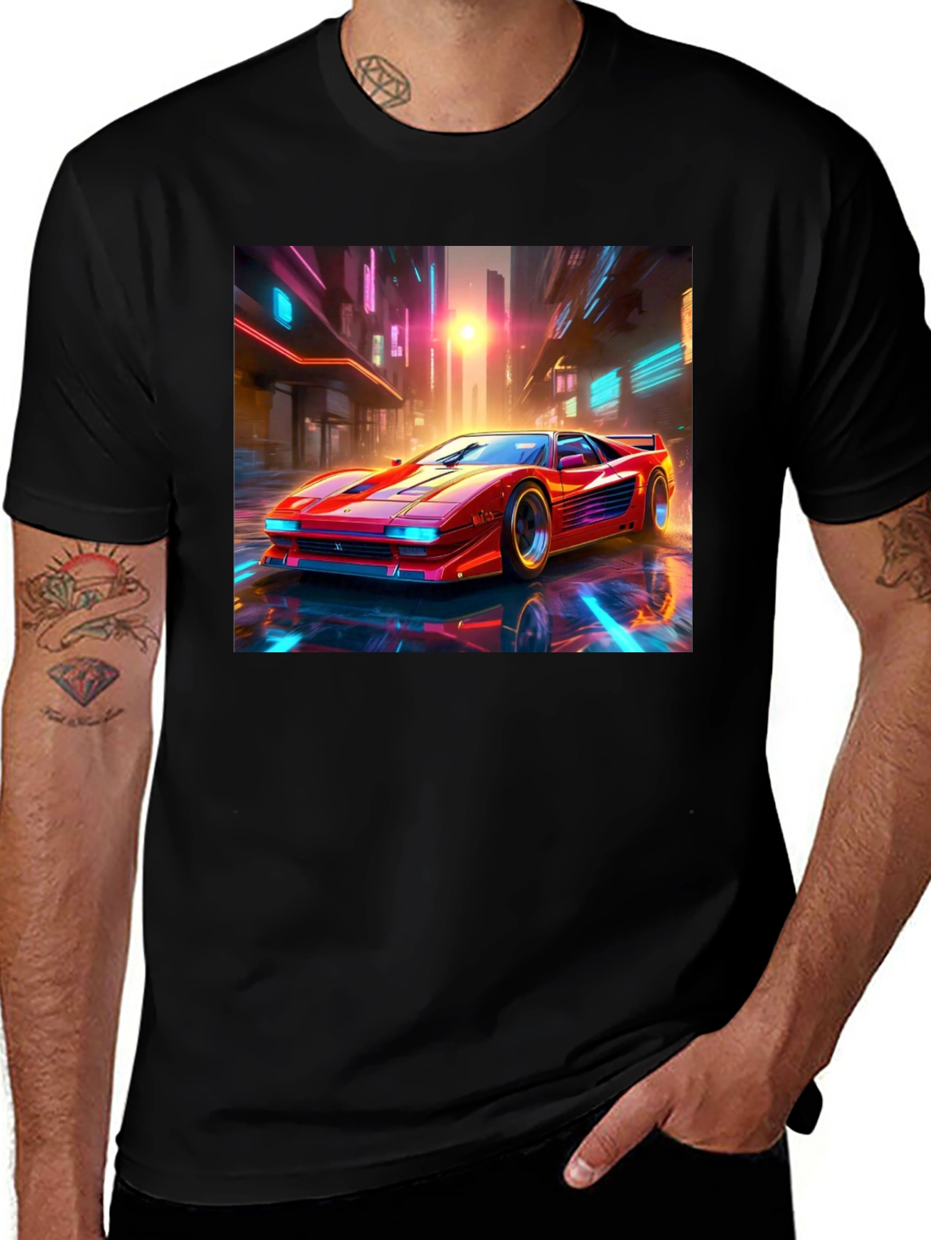 Variant 3 of Retro Wave Sports Car Graphic Tee