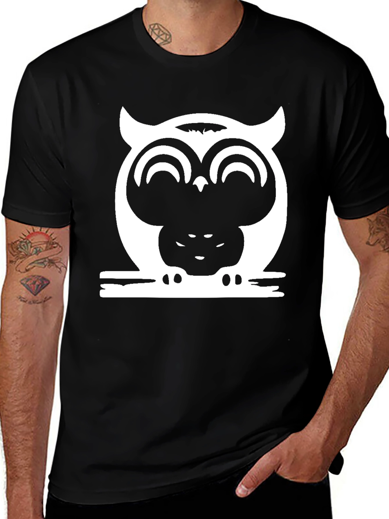 Variant 11 of Owl Graphic Black T-Shirt - Stylish & Unique