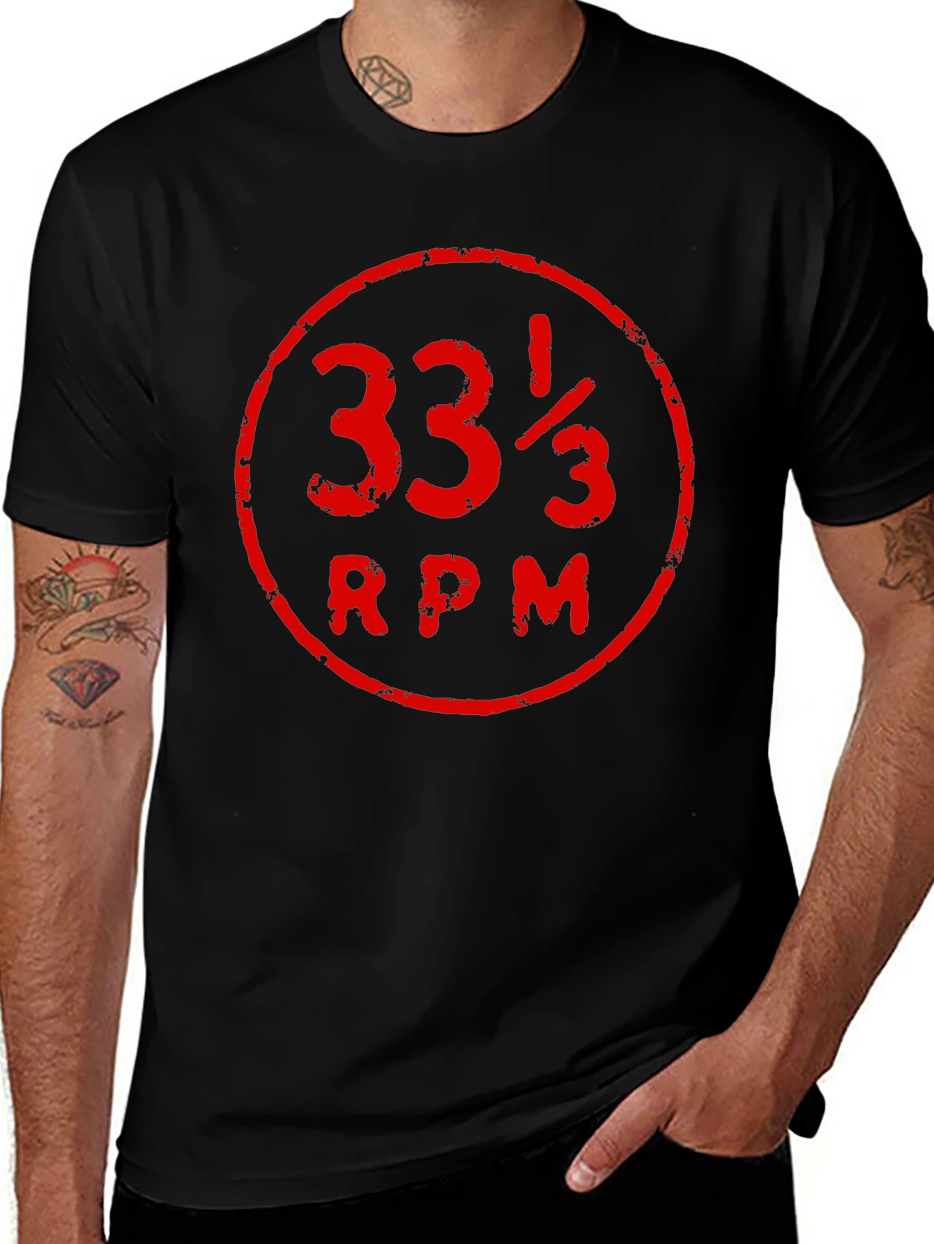 Variant 12 of 33 1/3 RPM Black Graphic Tee - Vintage Record Lover
