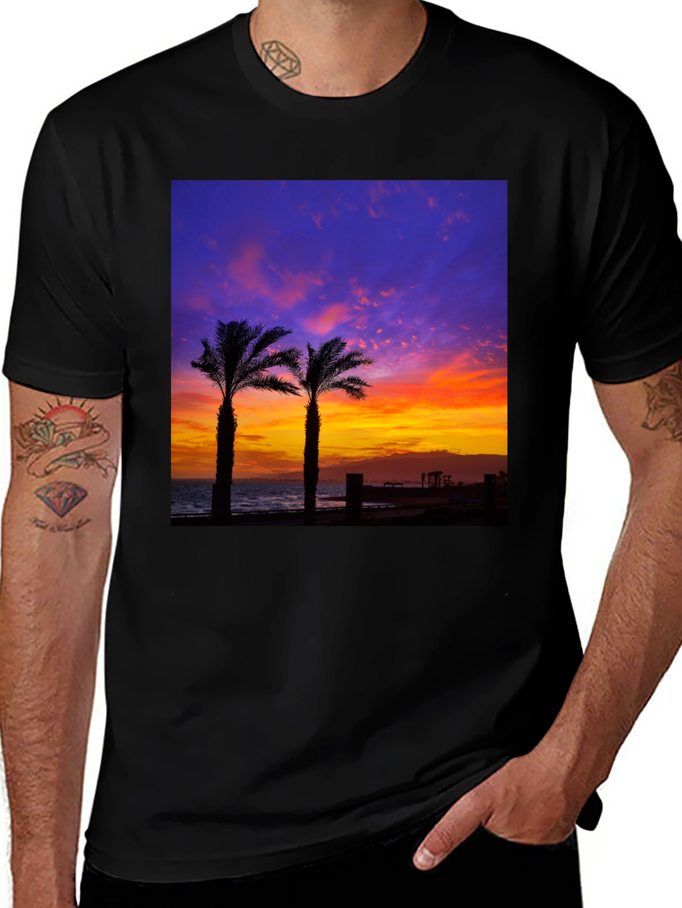 Variant 3 of Sunset Palm Tree T-Shirt