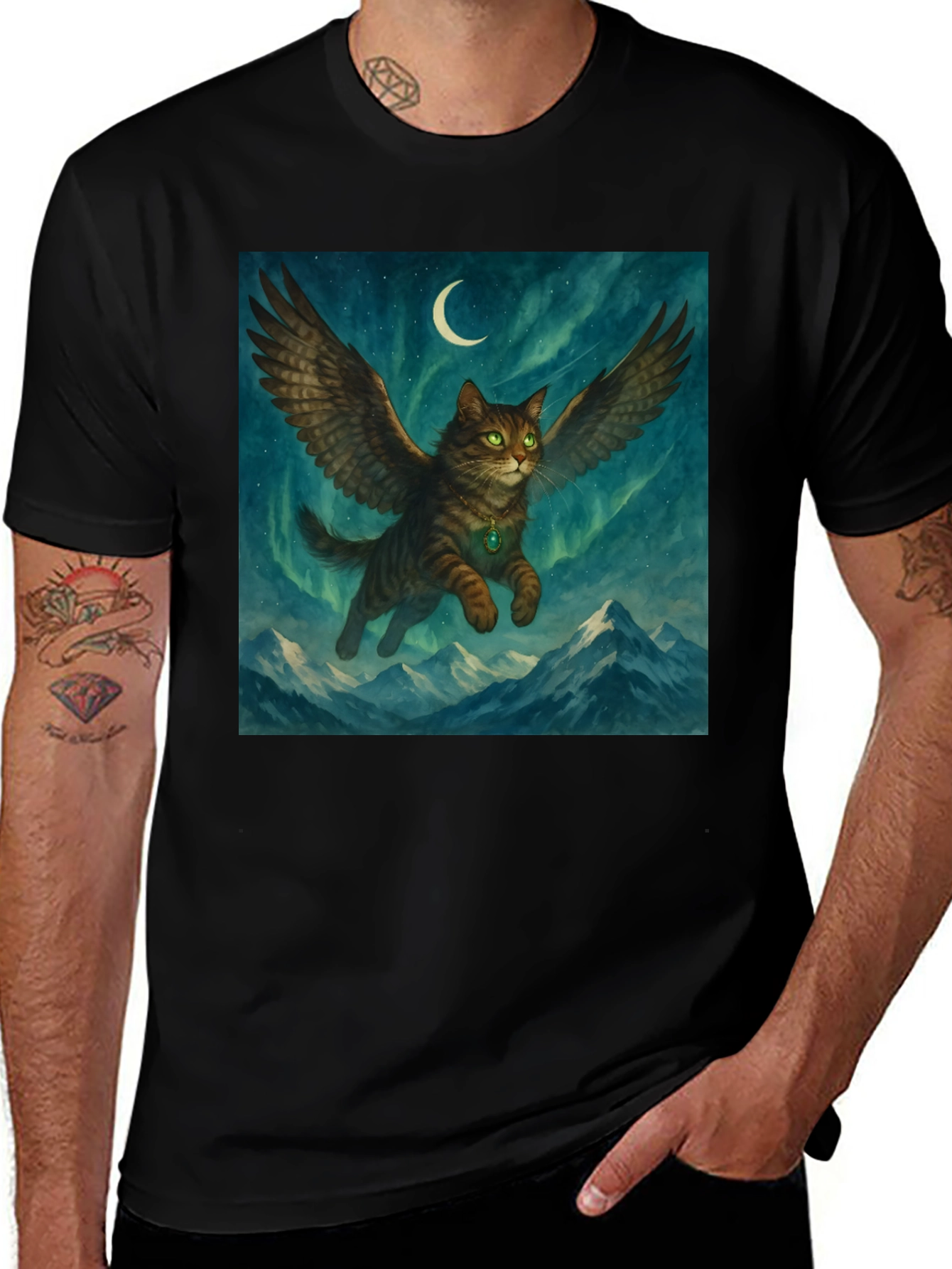 Variant 3 of Winged Cat Graphic T-Shirt