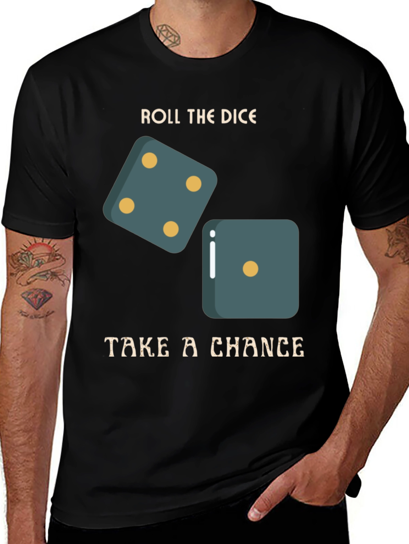 Variant 3 of Roll the Dice Men's Black T-Shirt - Take a Chance