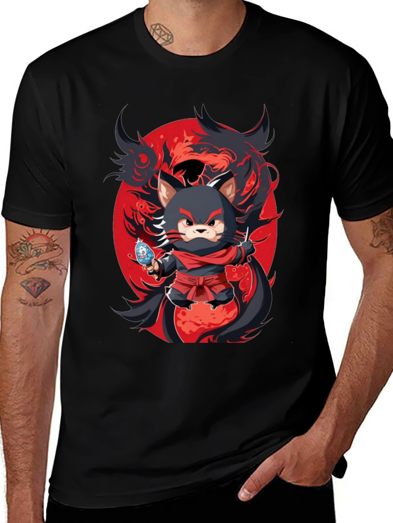 Variant 18 of Ninja Cat Graphic Tee - Unique Anime Design