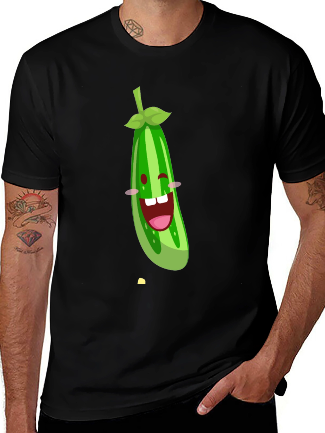 Variant 29 of Funny Cucumber Graphic Black T-Shirt