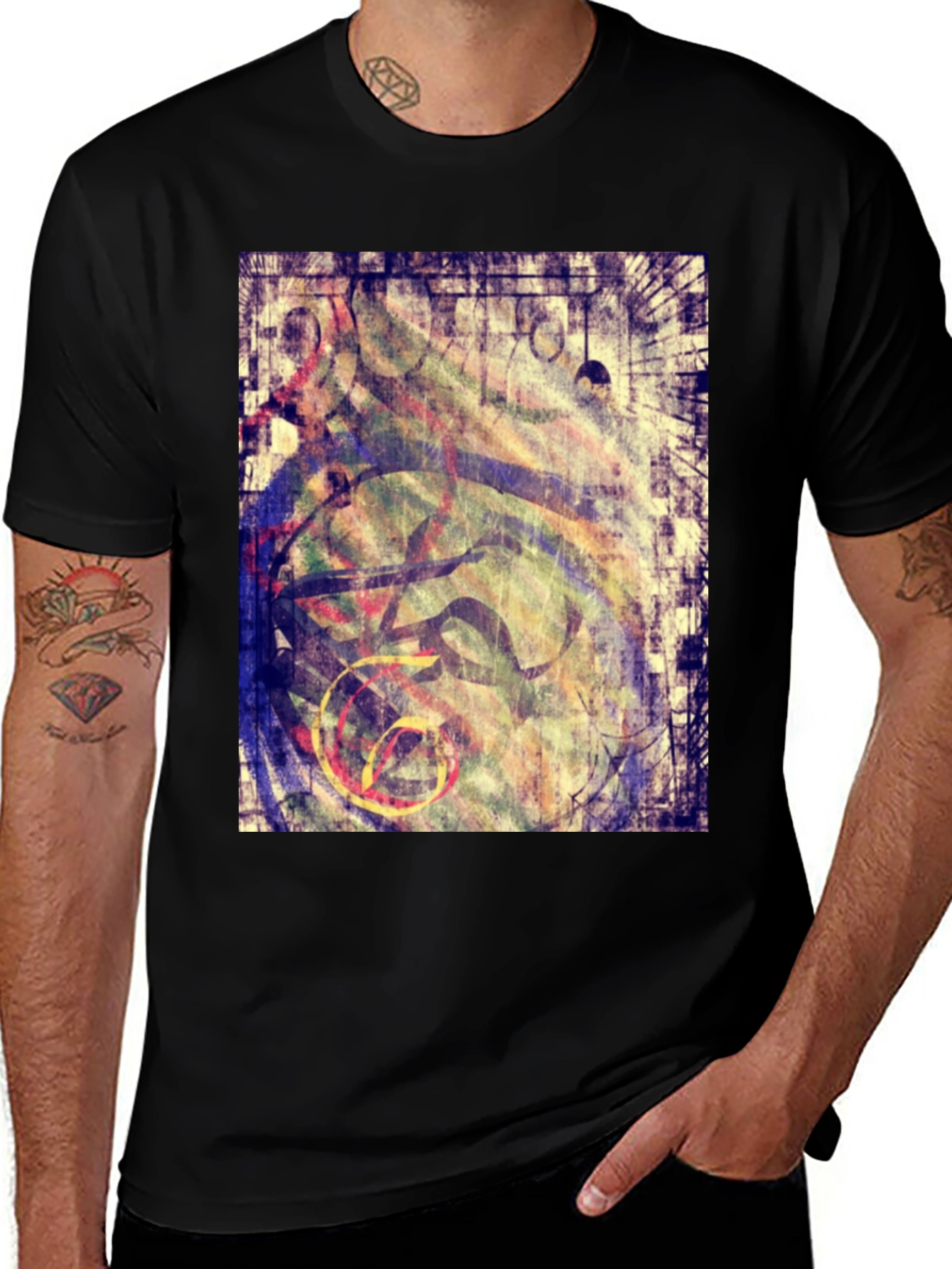 Variant 2 of Abstract Graphic Print Black T-Shirt