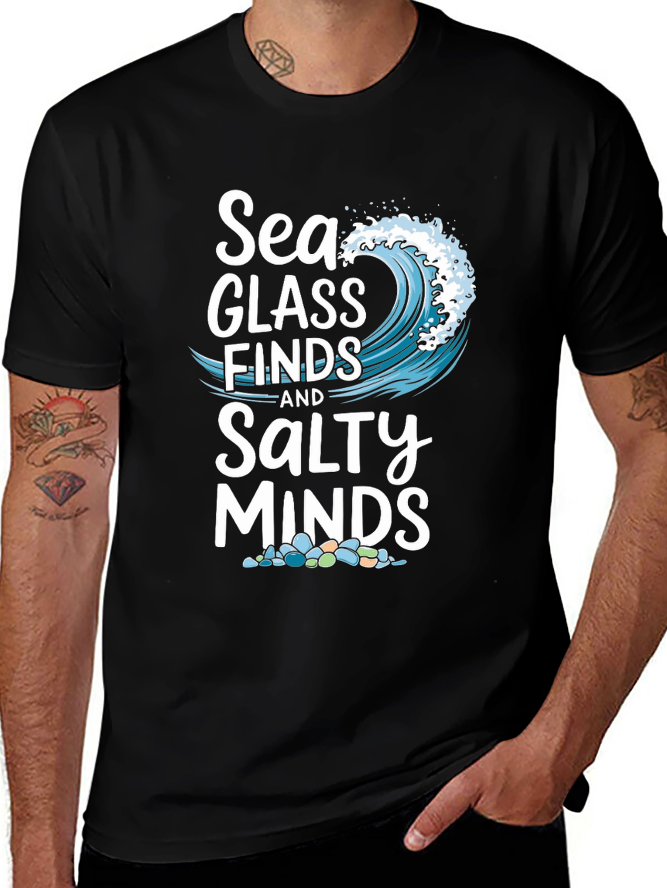 Variant 8 of Sea Glass Finds & Salty Minds Black Graphic Tee