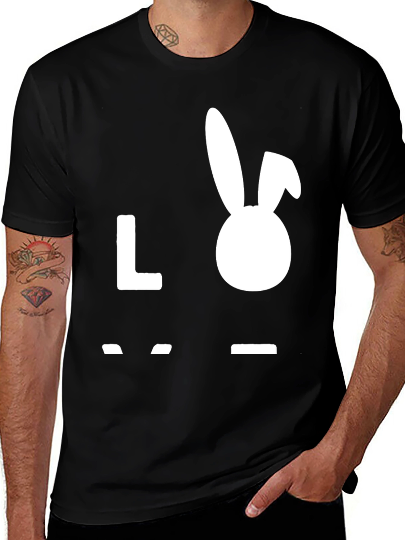 Variant 30 of Love Bunny Graphic Tee - Black Cotton T-Shirt