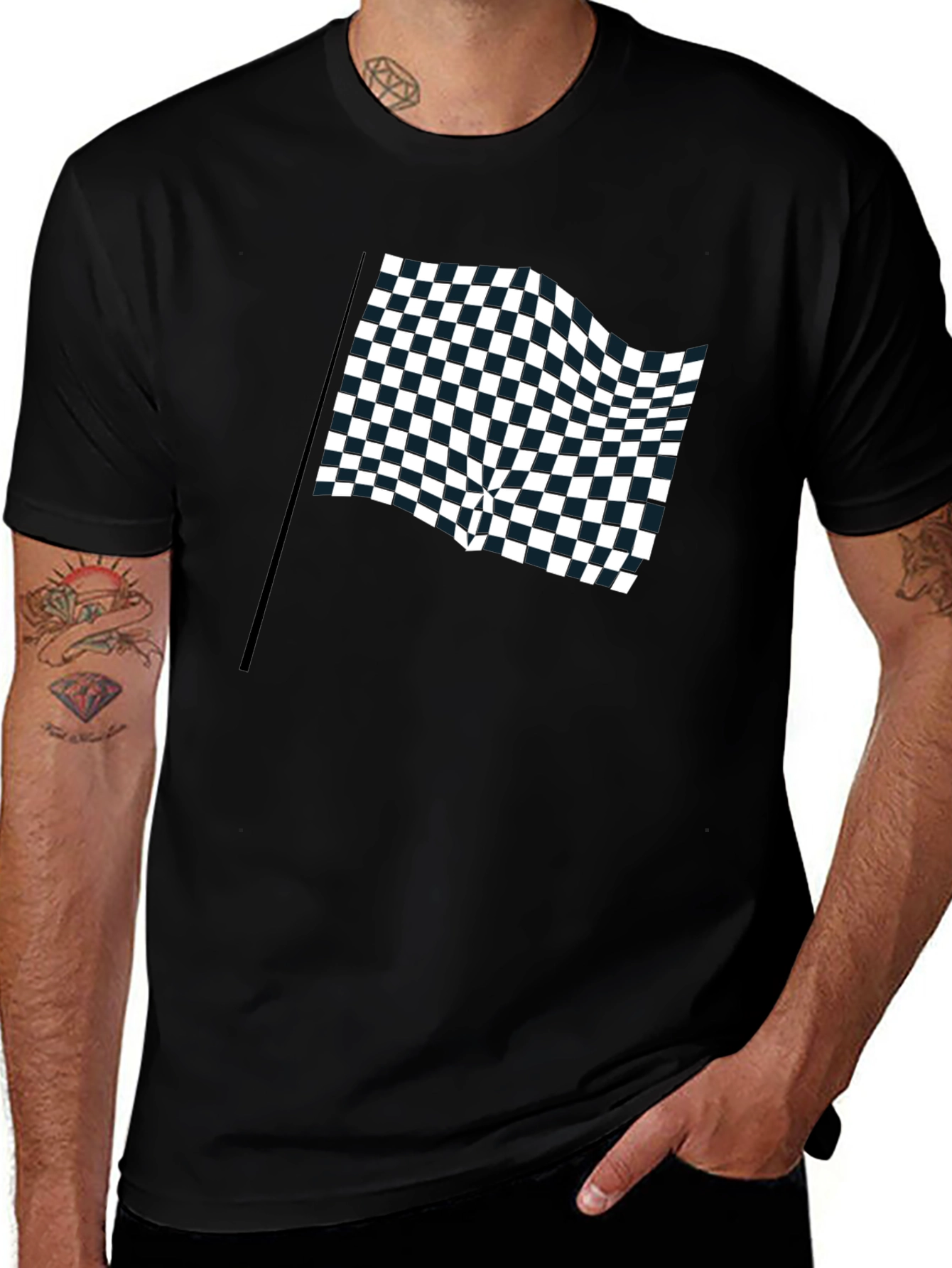 Variant 18 of Checkered Flag Graphic Tee - Racing Enthusiast T-Shirt